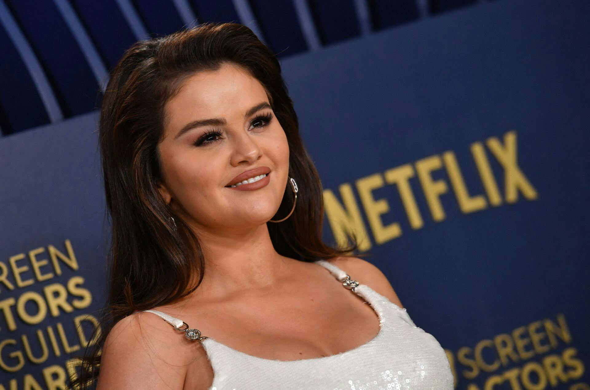 US actress Selena Gomez arrives for the 30th Annual Screen Actors Guild awards at the Shrine Auditorium in Los Angeles, February 24, 2024. (Photo by Valerie Macon / AFP)