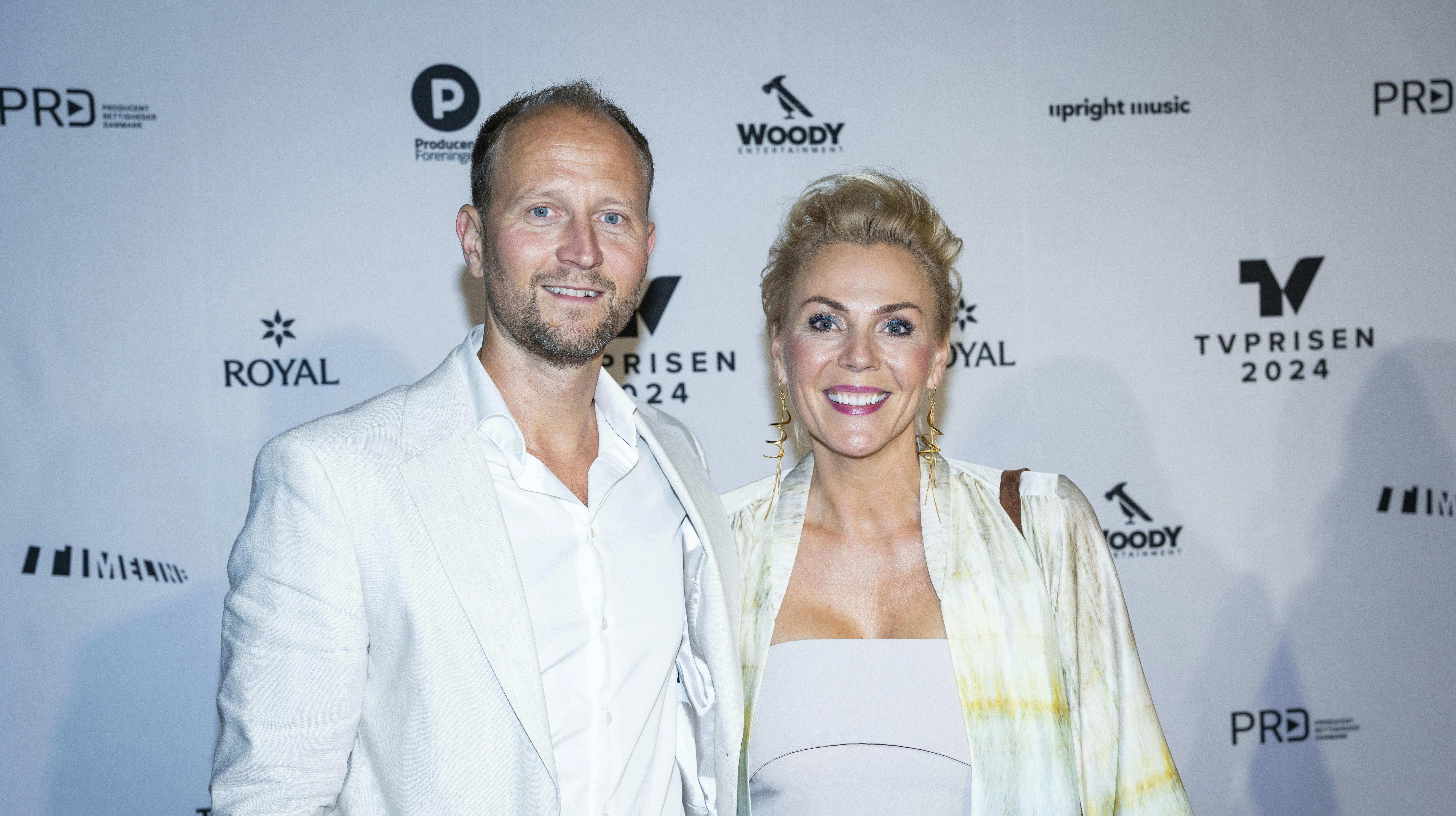 Lene Beier og Anders Beier ankommer til TVprisen 2024 i DR Koncerthuset i København, fredag den 15. marts 2024. (Foto: Emil Nicolai Helms/Scanpix 2024)
