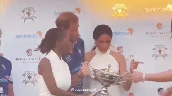 Her forsøger Meghan at pege kvinde væk fra prins Harrys side.