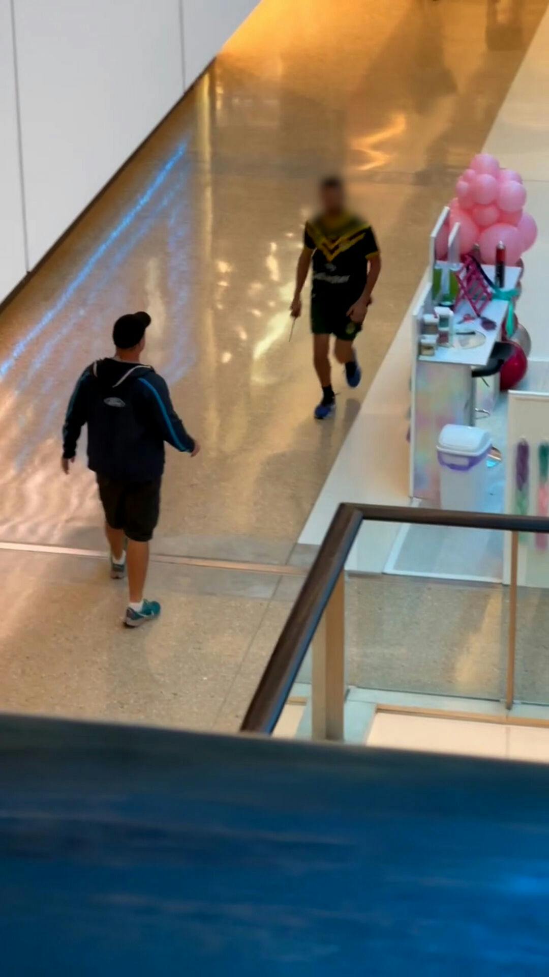 Dette billede viser, hvordan en gæst i shoppingcentret forsøgte at stoppe gerningsmanden.