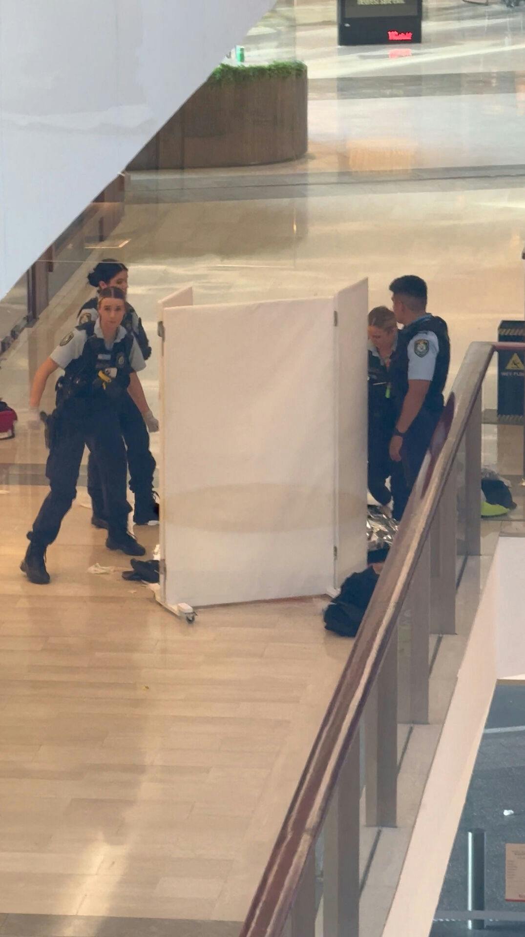 Politiet var talstærkt til stede i shoppingcentret, hvor gerningsmanden lørdag gik amok.