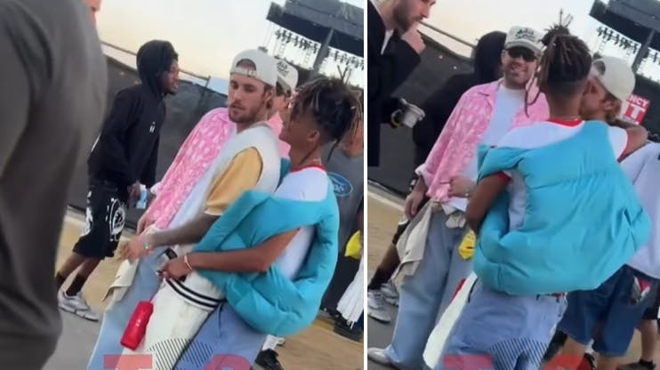 Der var stor gensynsglæde, da Jaden Smith og Justin Bieber rendte ind i hinanden.