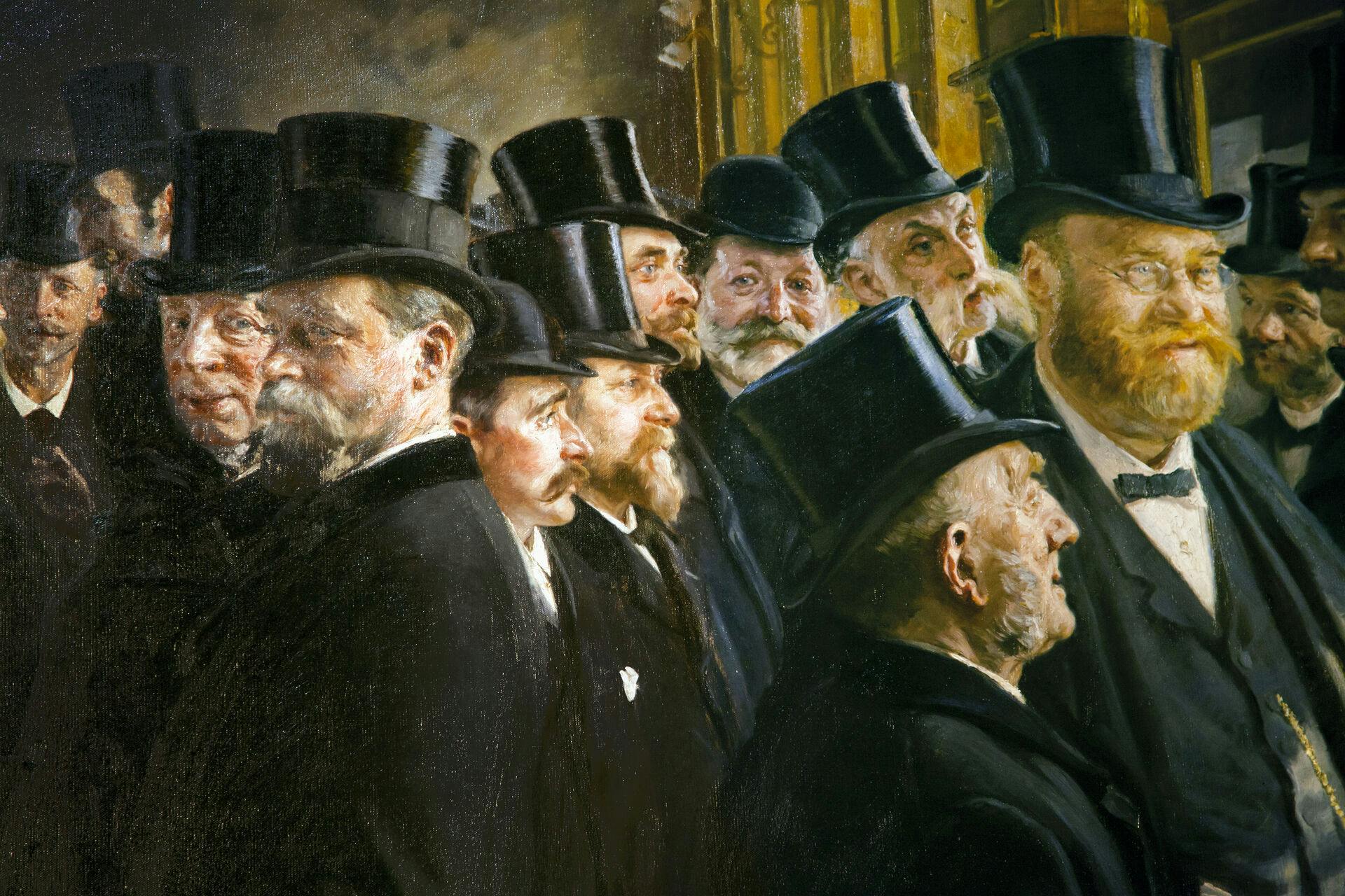 Her ses et udsnit af P.S. Krøyers børsbillede fra 1895.