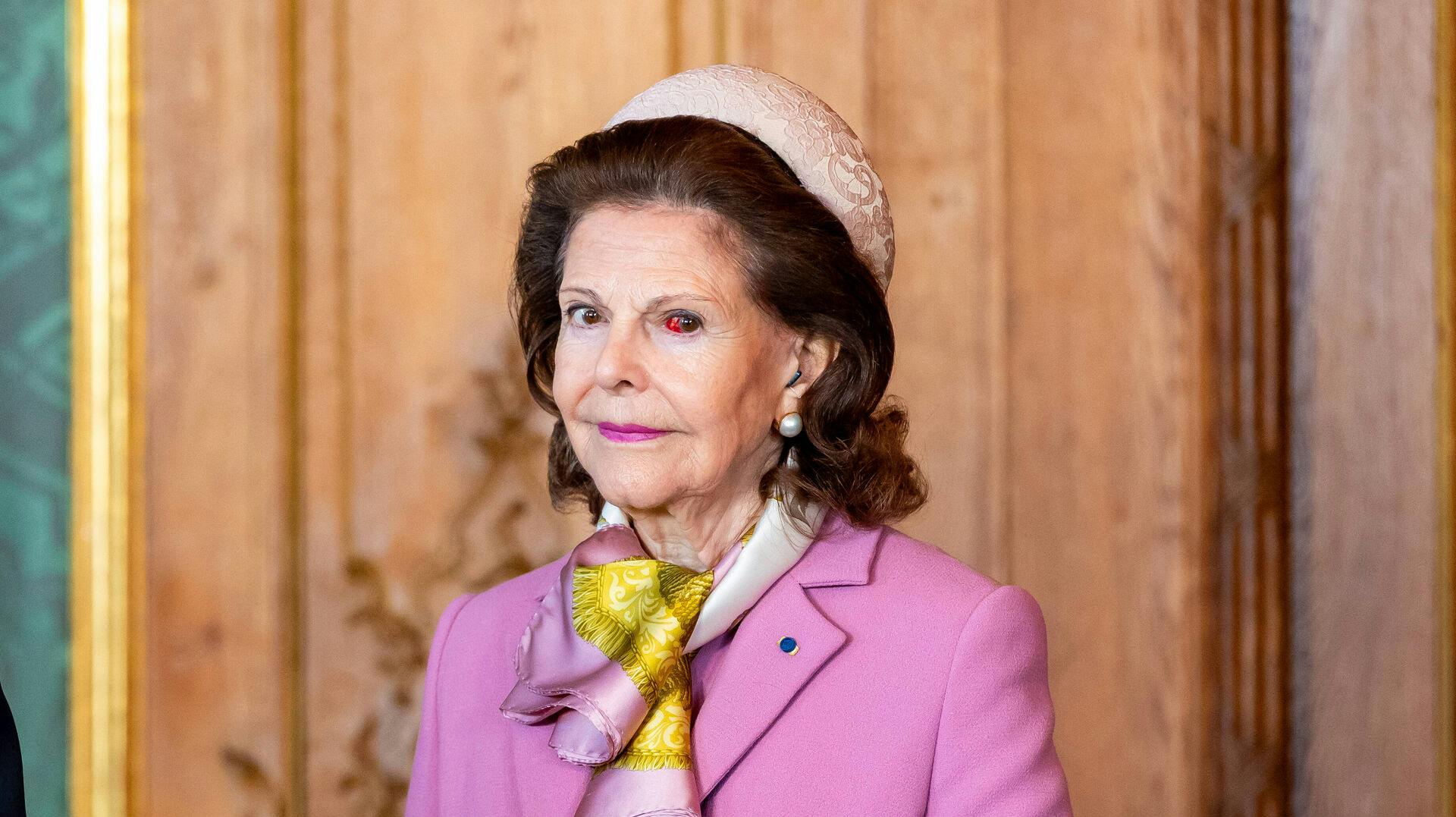 Queen Silvia, Press conference at the Royal Palace during the state visit of the Finnish President and his wife to Sweden, Stockholm, Day 1, Sweden, 23 April 2024. (DANA-No: 02513175)