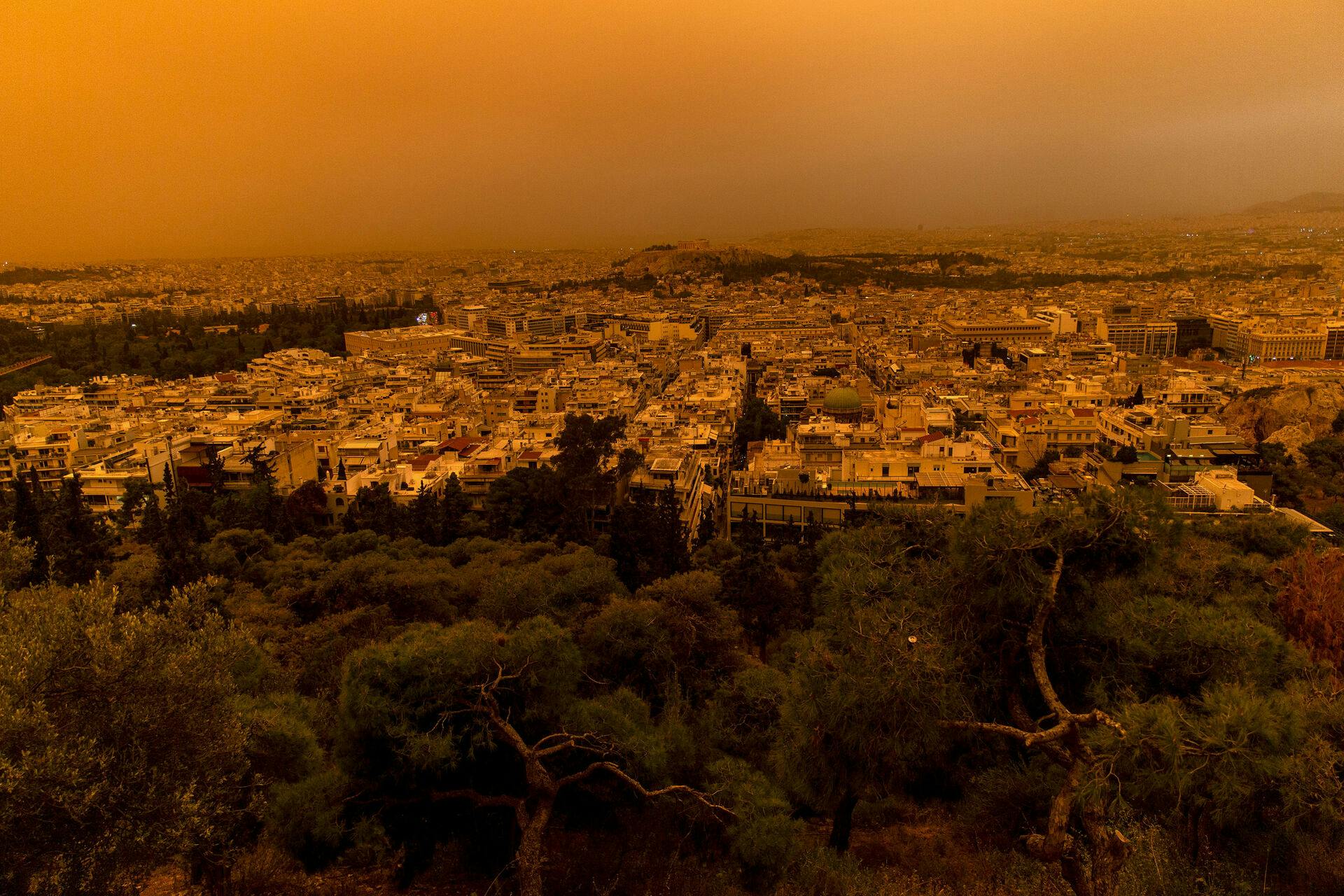 Athen var orange.