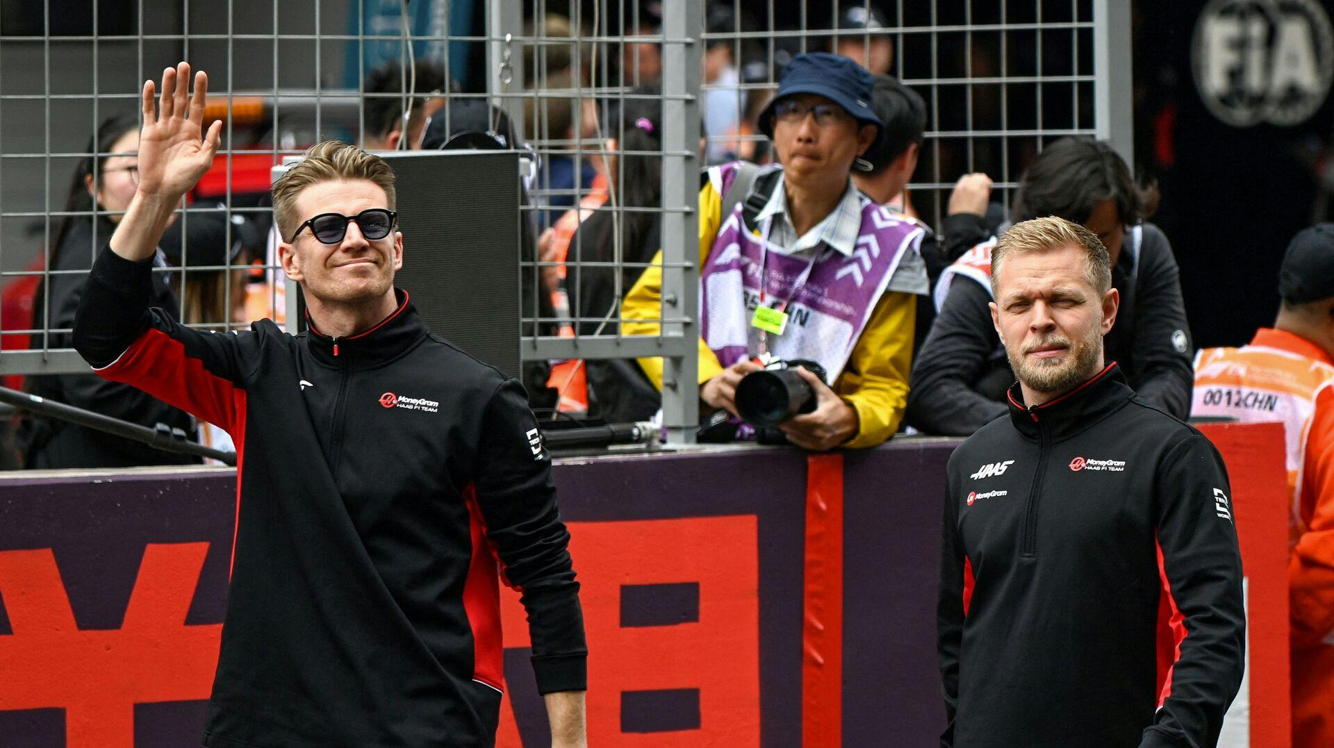 Nico Hülkenberg og Kevin Magnussen i Shanghai 21 april 2024.&nbsp;