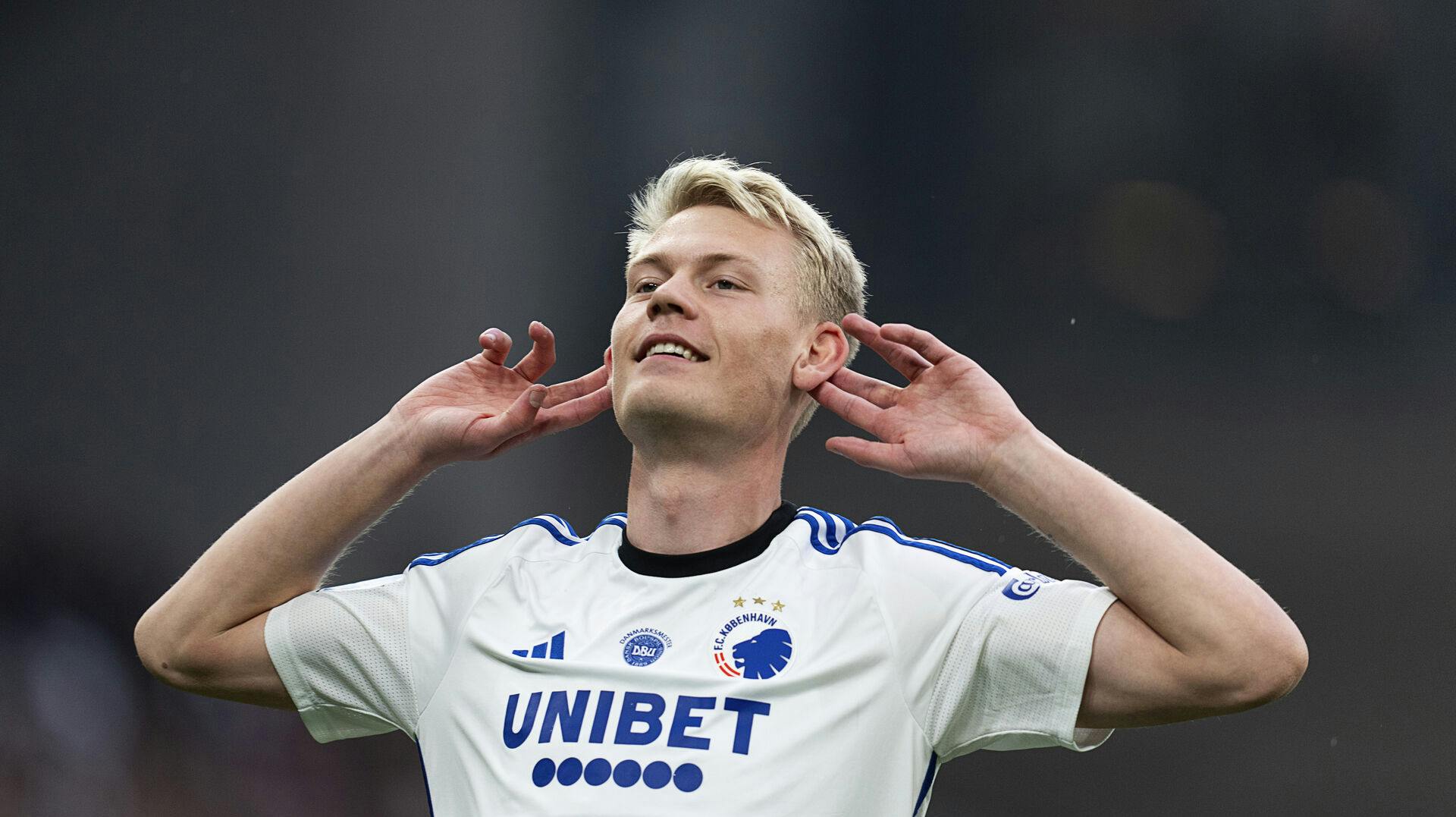 FCKs Orri Oskarsson under superligakampen mellem FC København og AGF i Parken i København.