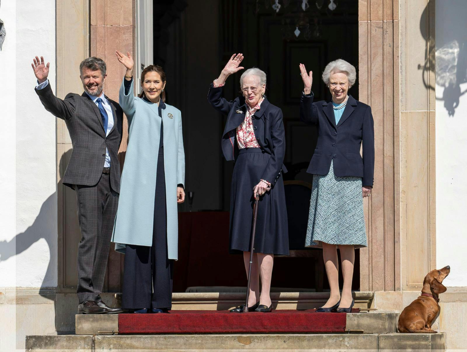 Her er parret på besøg hos Margrethe, der fortsat bruger hovedslottet.