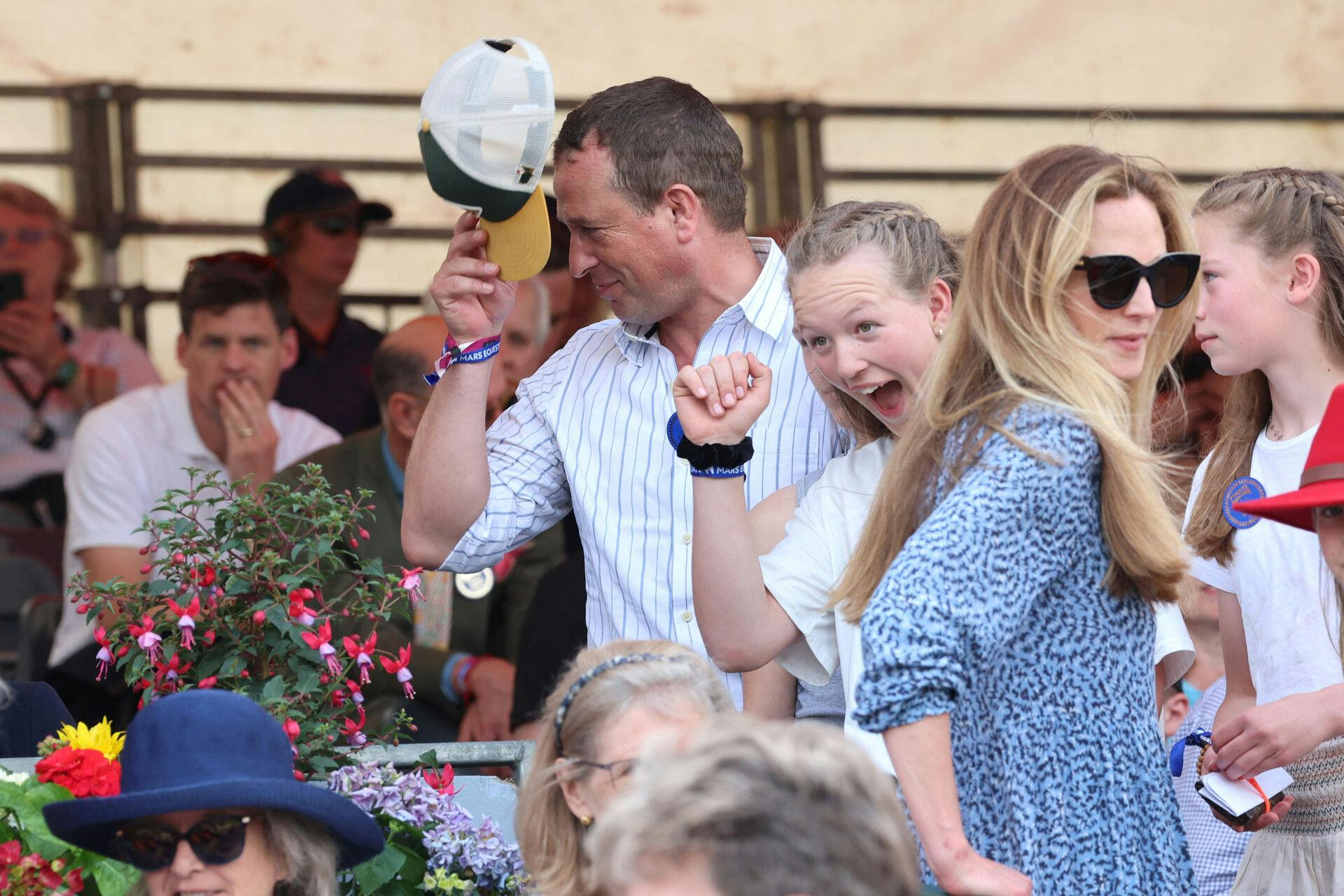 Peter Phillips and Savannah Phillips attend the final day of the Badminton Horse Trials 2024 at Badminton House on May 12, 2024, in Badminton, Gloucestershire, Britain. Chris Jackson/Pool via REUTERS