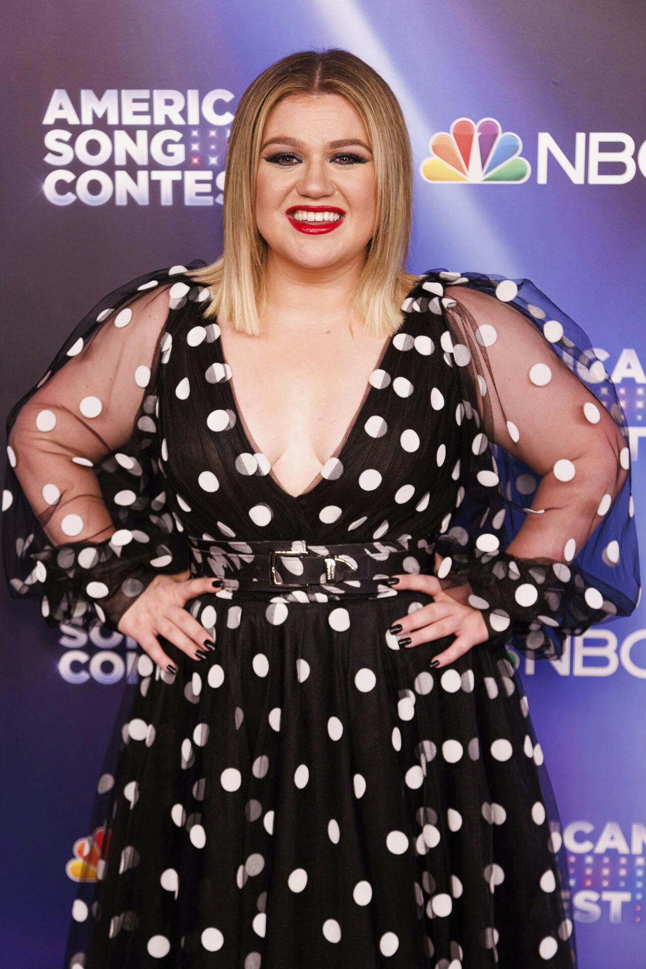 Kelly Clarkson arrives at the series premiere of "American Song Contest" on Monday, March 21, 2022, at the Universal Studios Lot in Los Angeles. (Photo by Willy Sanjuan/Invision/AP)