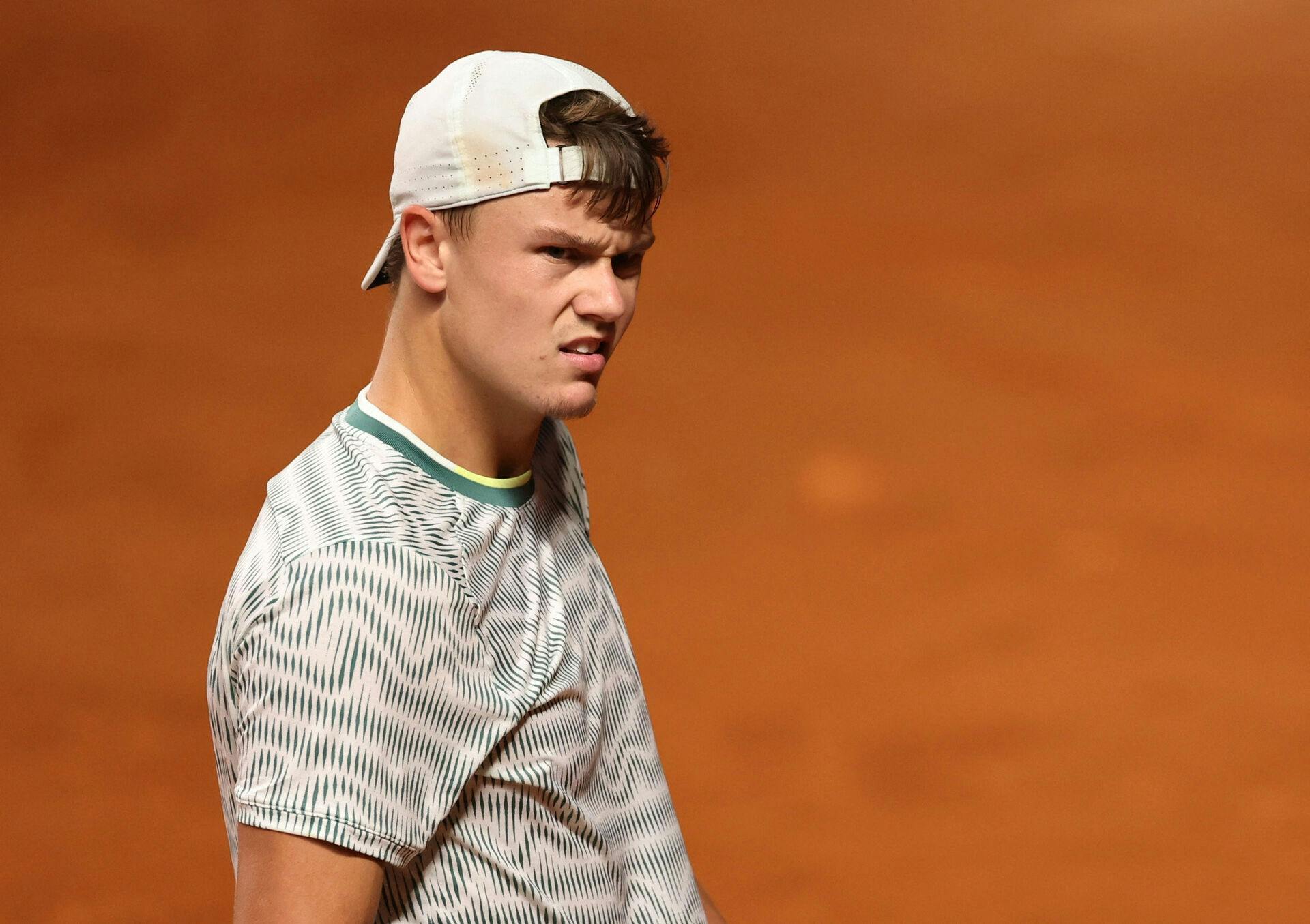 Tennis – Italian Open – Foro Italico, Rome, Italy – May 13, 2024 Denmark's Holger Rune reacts during his round of 32 match against Argentina's Sebastian Baez REUTERS/Claudia Greco