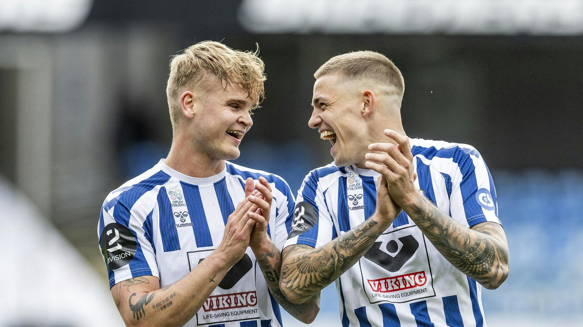 Fodbold, 2 Division, Esbjerg fB - Skive, Nicklas Strunck og Elias Sørensen