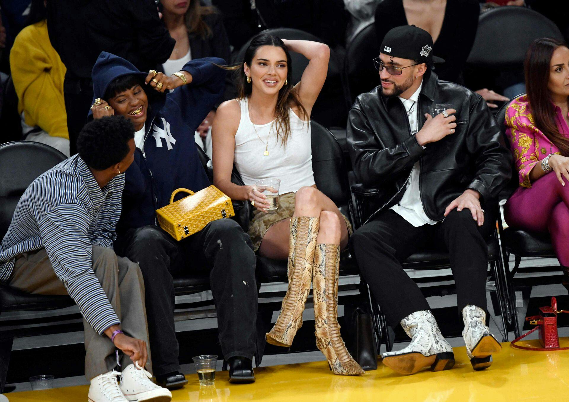 LOS ANGELES, CALIFORNIA - MAY 12: Kendall Jenner and Bad Bunny attend the Western Conference Semifinal Playoff game between the Los Angeles Lakers and Golden State Warriors at Crypto.com Arena on May 12, 2023 in Los Angeles, California. Kevork Djansezian/Getty Images/AFP (Photo by KEVORK DJANSEZIAN / GETTY IMAGES NORTH AMERICA / Getty Images via AFP)