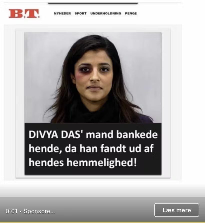 Divya Das' falske reklame så sådan her ud.