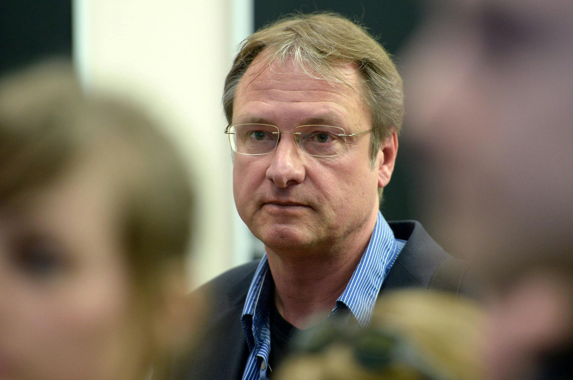 Der politische Aktivist und Islamkritiker Michael Johannes Stürzenberger nimmt am 11.04.2016 als Medienvertreter an einer Pressekonferenz im Innenministerium in München (Bayern) teil. Stürzenberger ist Journalist, Blogger und Bundesvorsitzender der rechtspopulistischen Kleinpartei ·Die Freiheit·. Photo by: Andreas Gebert/picture-alliance/dpa/AP Images