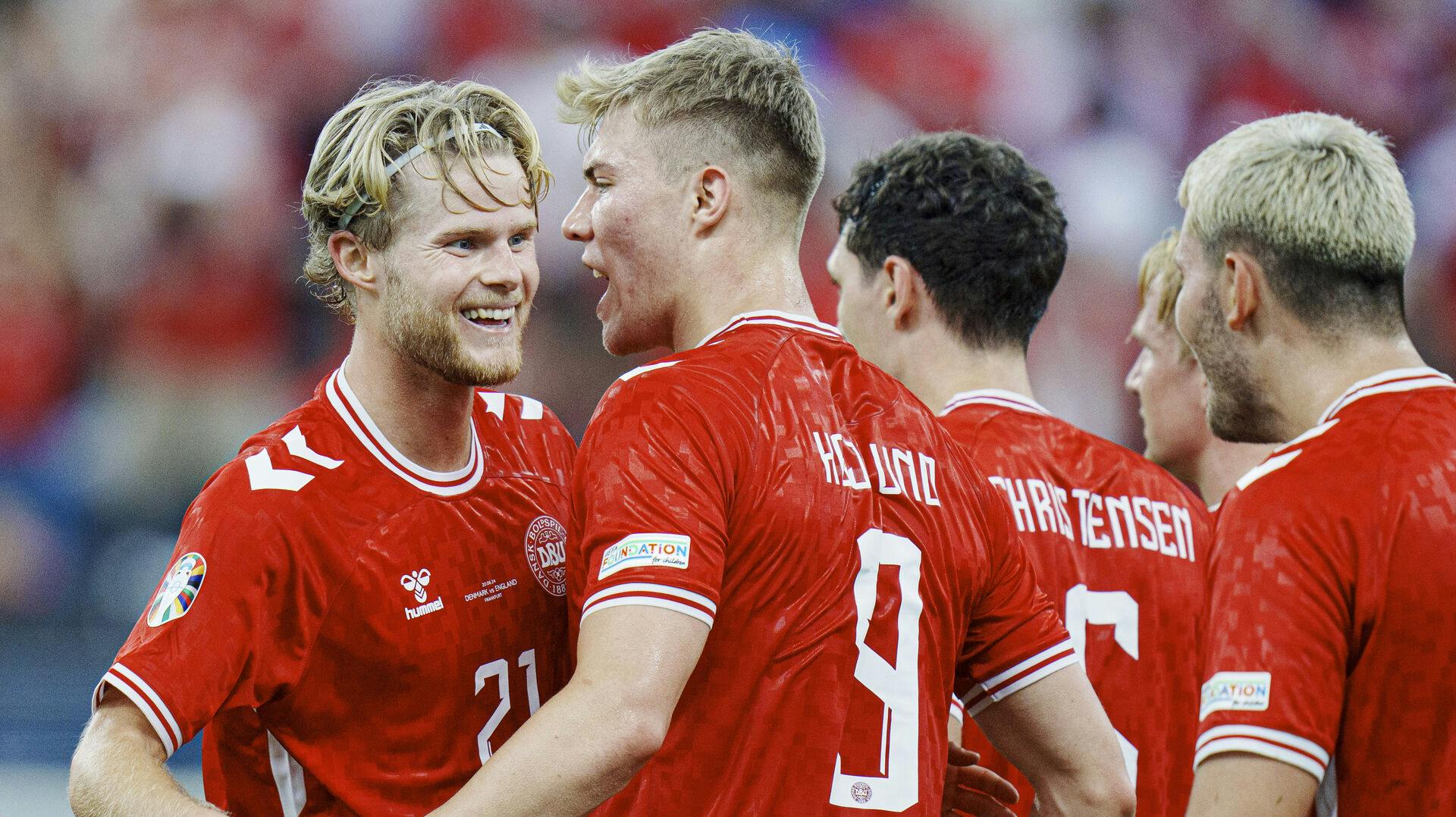 Morten Hjulmand scorede Danmarks eneste mål. 