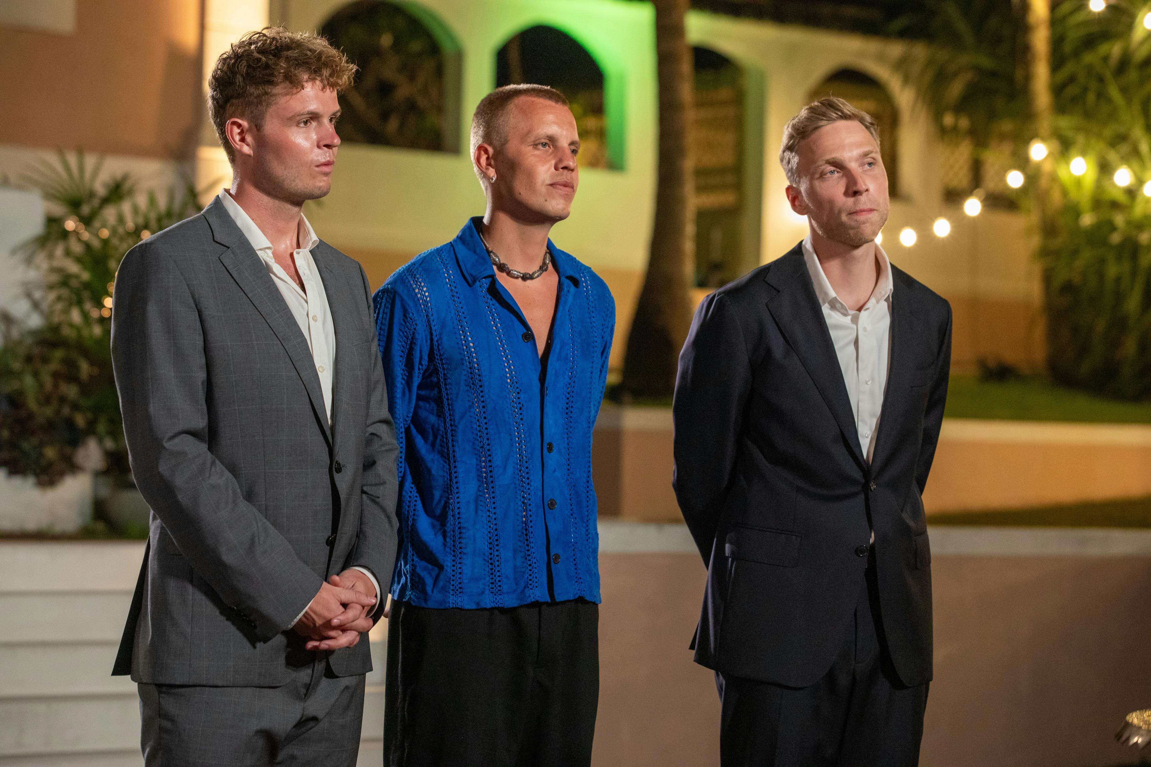 Joachim Keller, Jacob Bloch Johansen og Anton Brandt Pedersen bliver sendt hjem samtidig, da Lissa Paustian beslutter sig for at stoppe rejsen i "Bachelorette" og forlade programmet før tid - sammen med sin udkårne Andreas Holm.