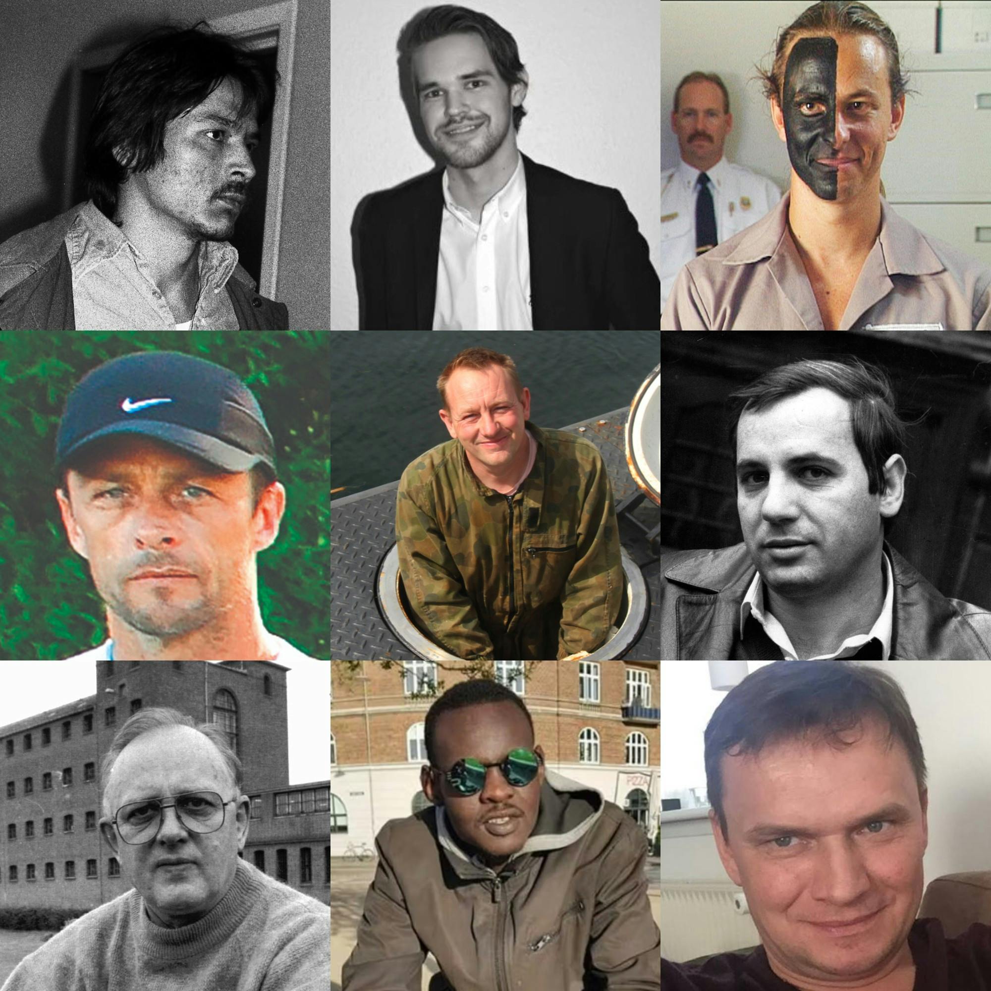 Philip Westh skriver sig ind i historiebøgerne som endnu en drabsmand, som blev idømt landets hårdeste straf. På billedet ses øvrige drabsmænd, som fik samme straf: Fra venstre hjørne øverst mod højre: Seth Sethsen, Philip Westh, Peter Lundin, Ma