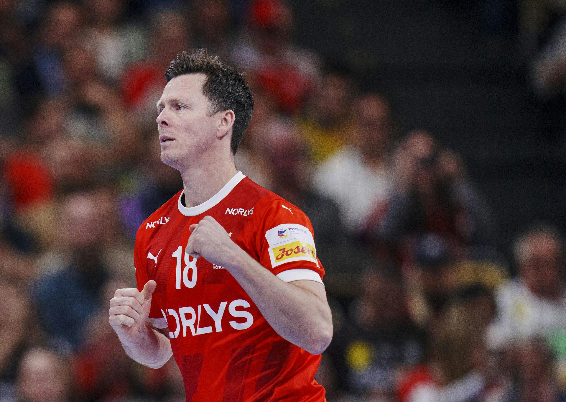 Danmarks Hans Lindberg under EM kampen mellem Danmark - Portugal i Olympiahalle i München, mandag den 15 januar 2024