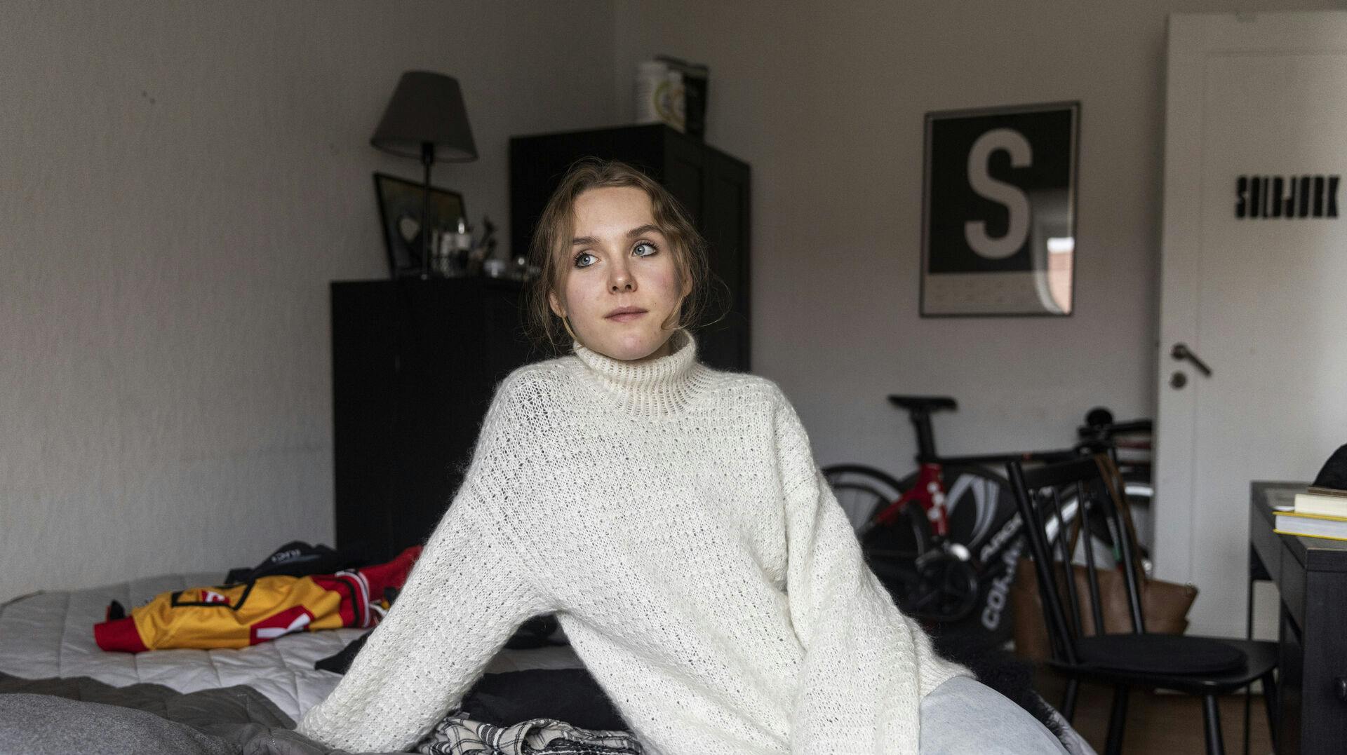 Cykelrytter Solbjørk Minke Anderson i Sydhavnen i København, fredag den 27. oktober 2023.. (Foto: Ólafur Steinar Rye Gestsson/Ritzau Scanpix)