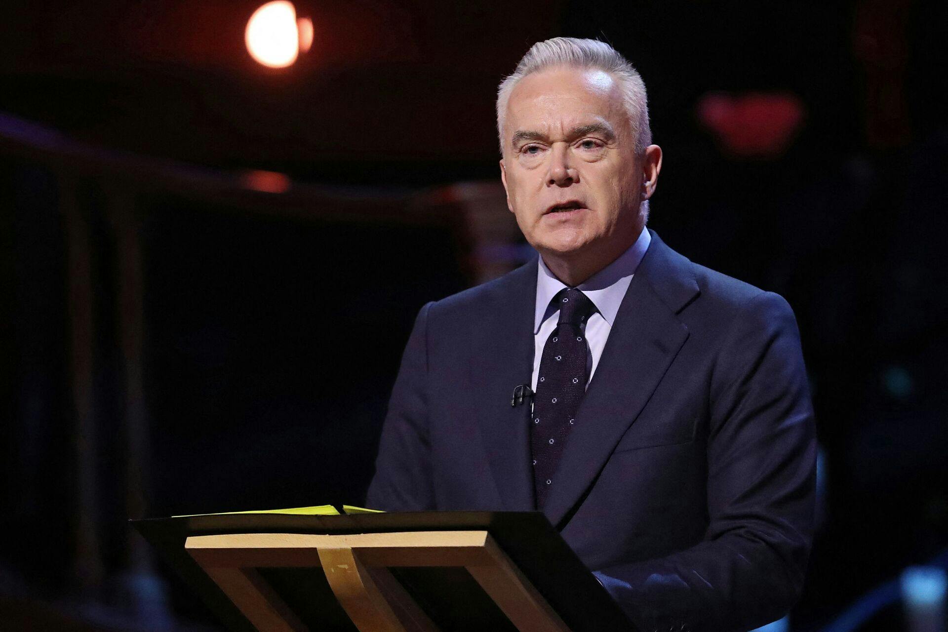 (FILES) Then BBC presenter Huw Edwards speaks during the UK Holocaust Memorial Day Commemorative Ceremony at Methodist Central Hall in London on January 27, 2020. Edwards, one of the most recognisable faces on UK television, has been charged with three counts of making indecent images of children, Metropolitan Police said on July 29, 2024. (Photo by Chris Jackson / POOL / AFP)