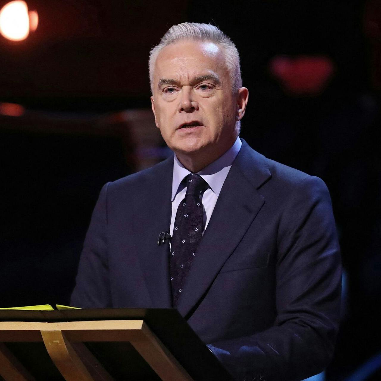 (FILES) Then BBC presenter Huw Edwards speaks during the UK Holocaust Memorial Day Commemorative Ceremony at Methodist Central Hall in London on January 27, 2020. Edwards, one of the most recognisable faces on UK television, has been charged with three counts of making indecent images of children, Metropolitan Police said on July 29, 2024. (Photo by Chris Jackson / POOL / AFP)