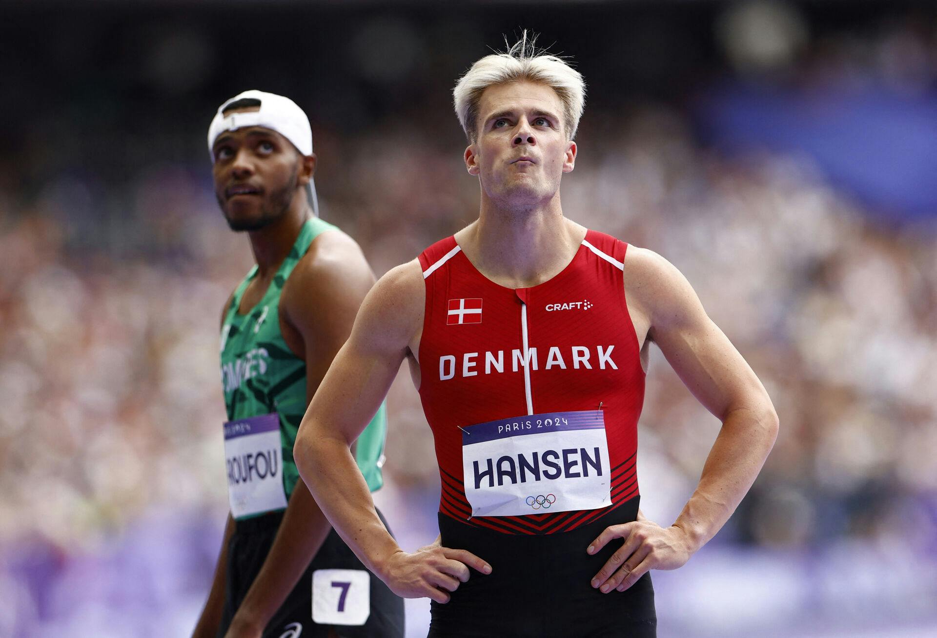 Simon Hansen er i chok over sin præstation under den ikoniske 100-meter-distance. 