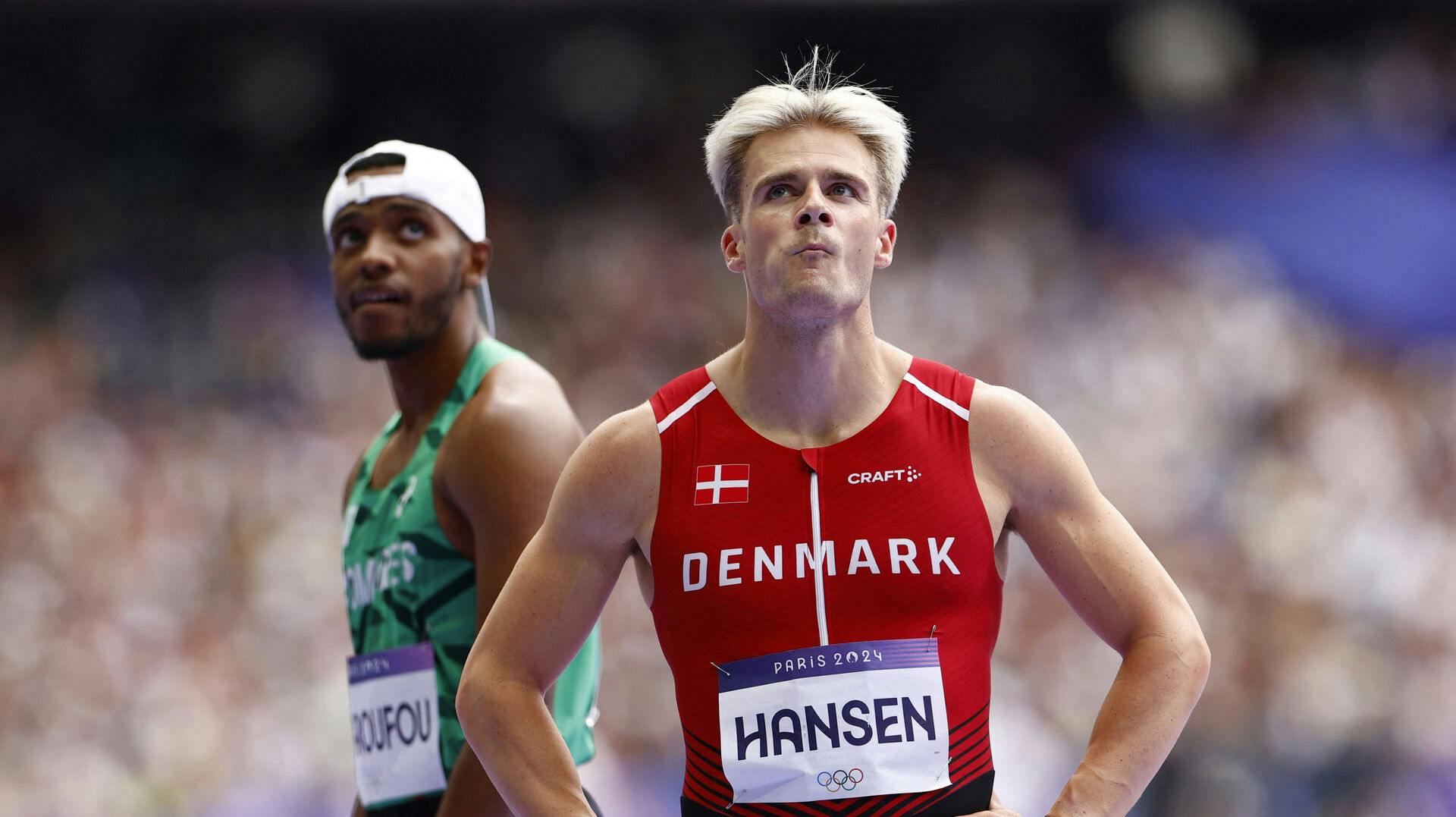 Simon Hansen er i chok over sin præstation under den ikoniske 100-meter-distance.