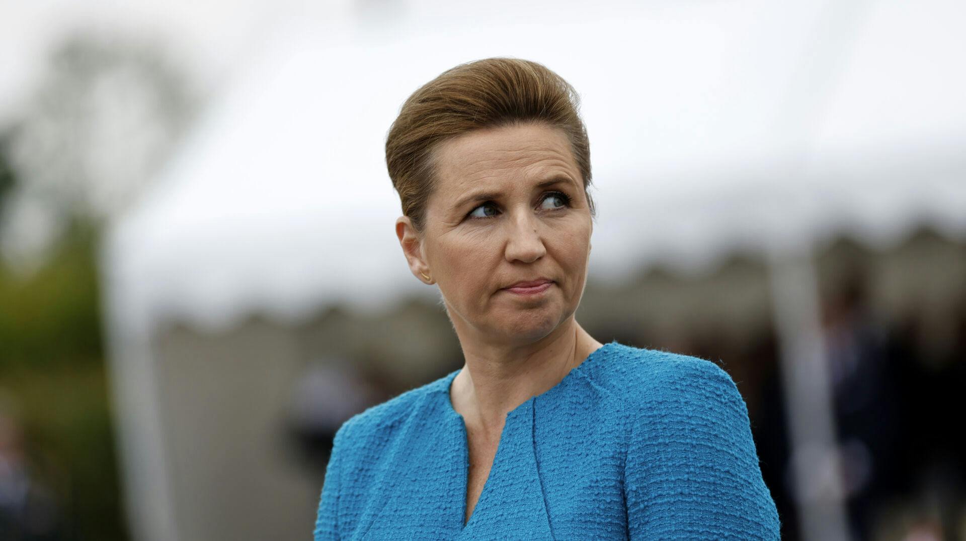 FILE - Denmark's Prime Minister Mette Frederiksen attends a ceremony at the Danish monument outside of Sainte Marie du Mont, Normandy, Thursday, June 6, 2024. (AP Photo/Jeremias Gonzalez, File)
