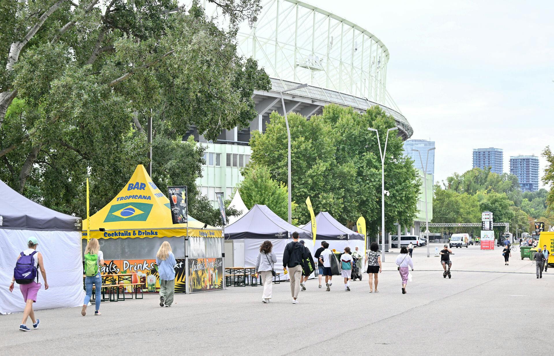 General view shows outside of Happel stadium, after Taylor Swift's three concerts this week were canceled, after the government confirmed a planned attack at the stadium in Vienna, Austria, August 8, 2024. REUTERS/Elisabeth Mandl