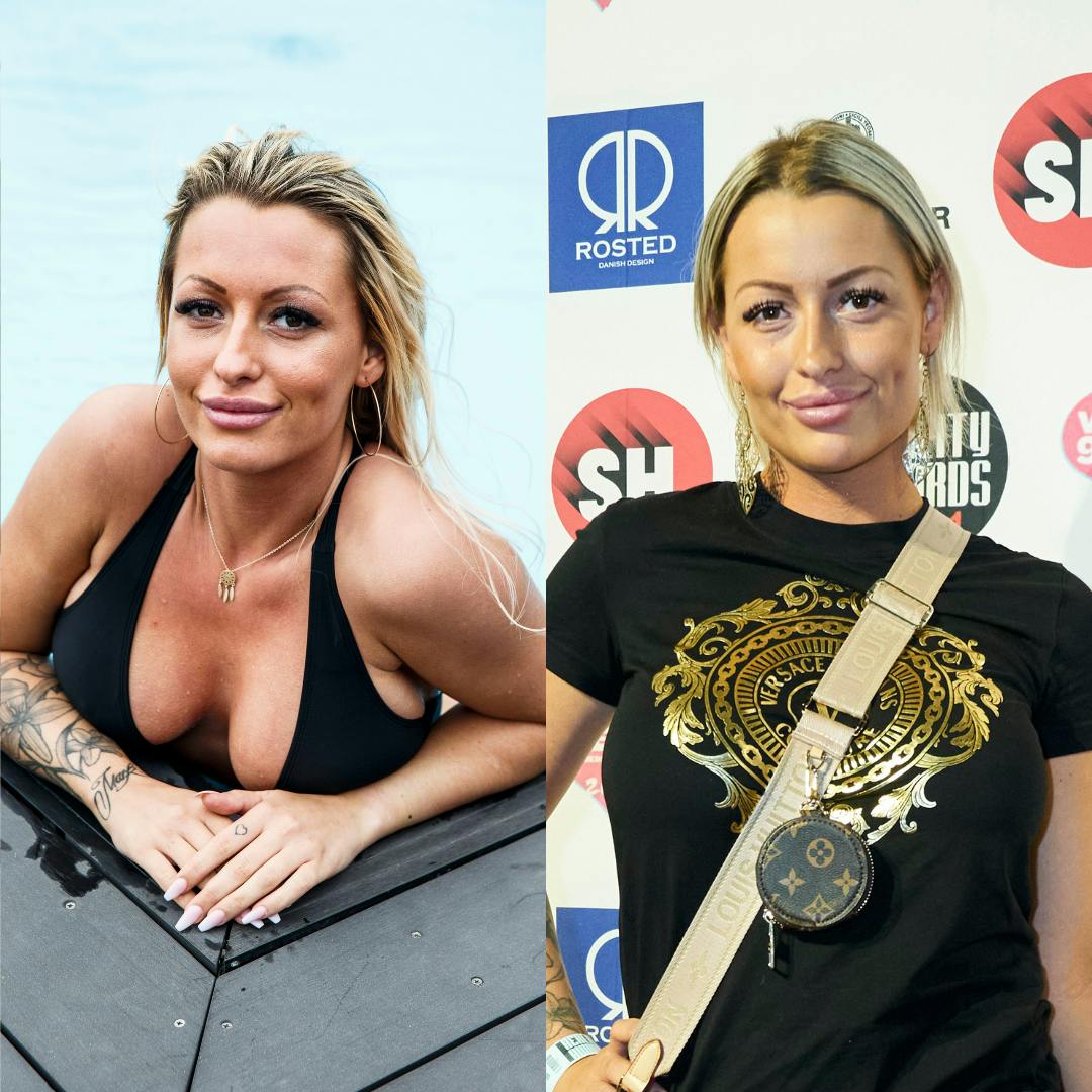 Julie Melsen i "Love Island" i 2018 og til Reality Awards 2021.