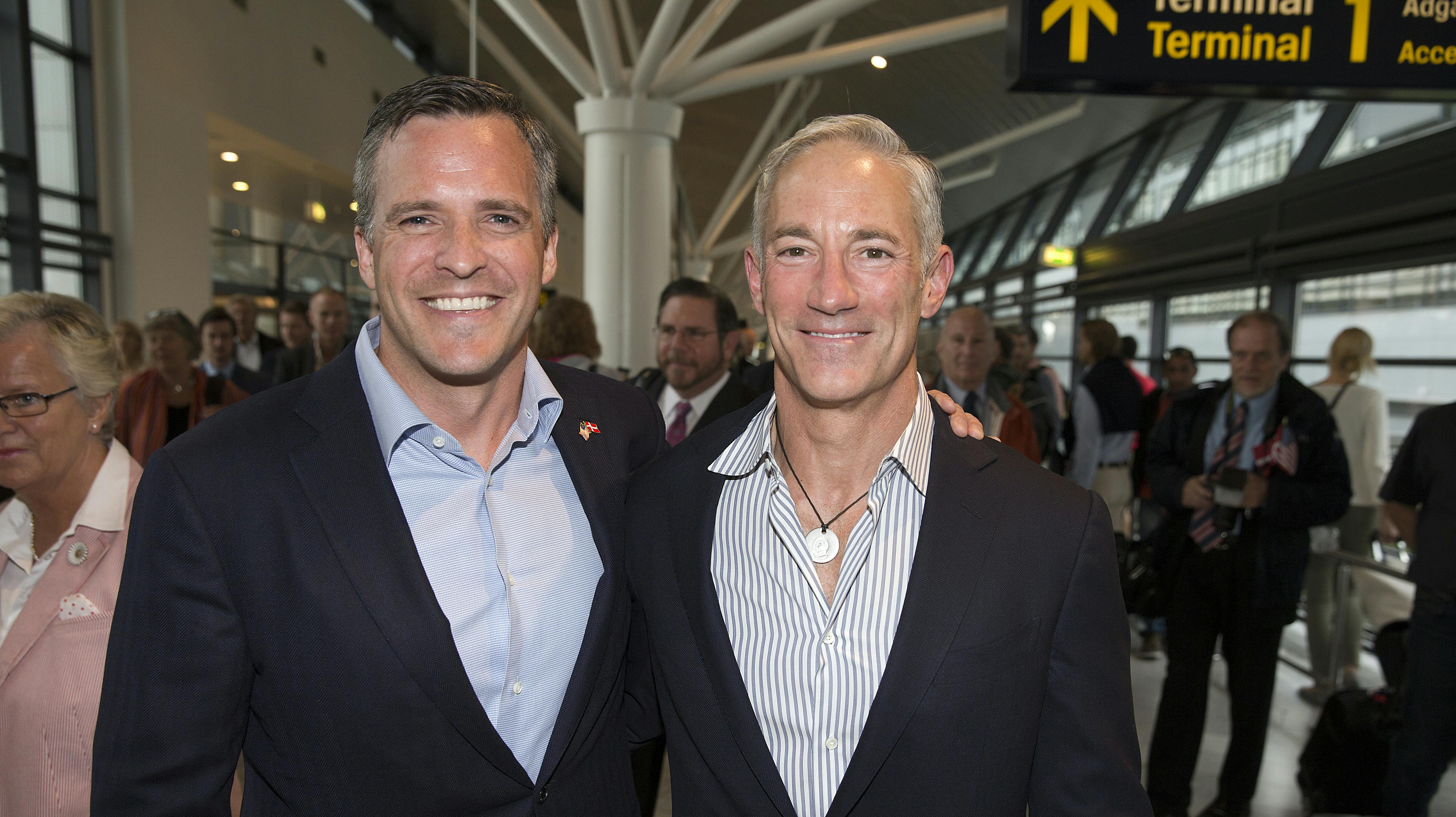 USA's nye ambassadør Rufus Gifford og hans partner dyrlægen Stephen DeVincent.