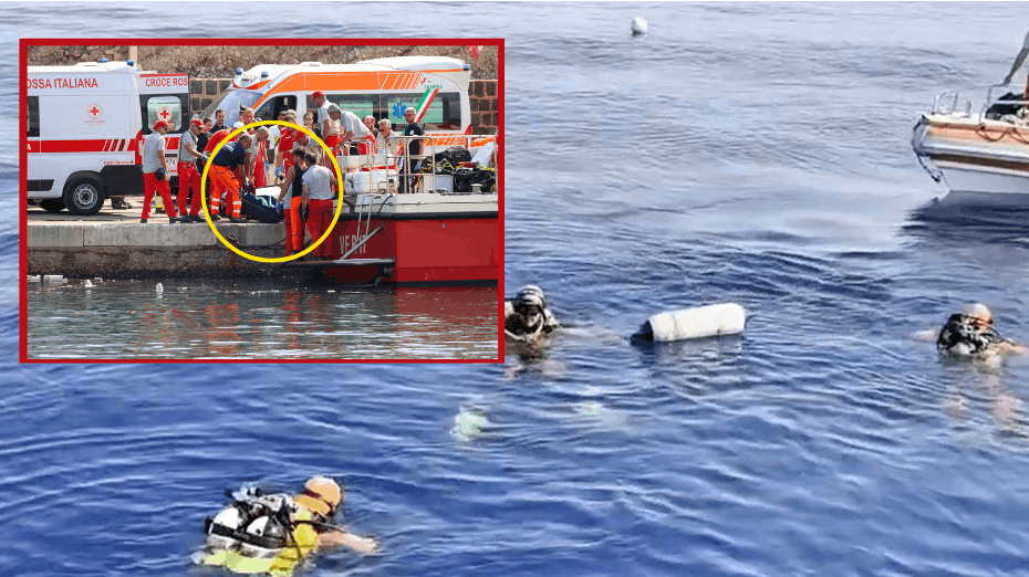 Et både uhyggeligt og hjerteskærende syn møder i disse minutter de dykkerne, der arbejder ved den sunkne superyacht Bayesian.