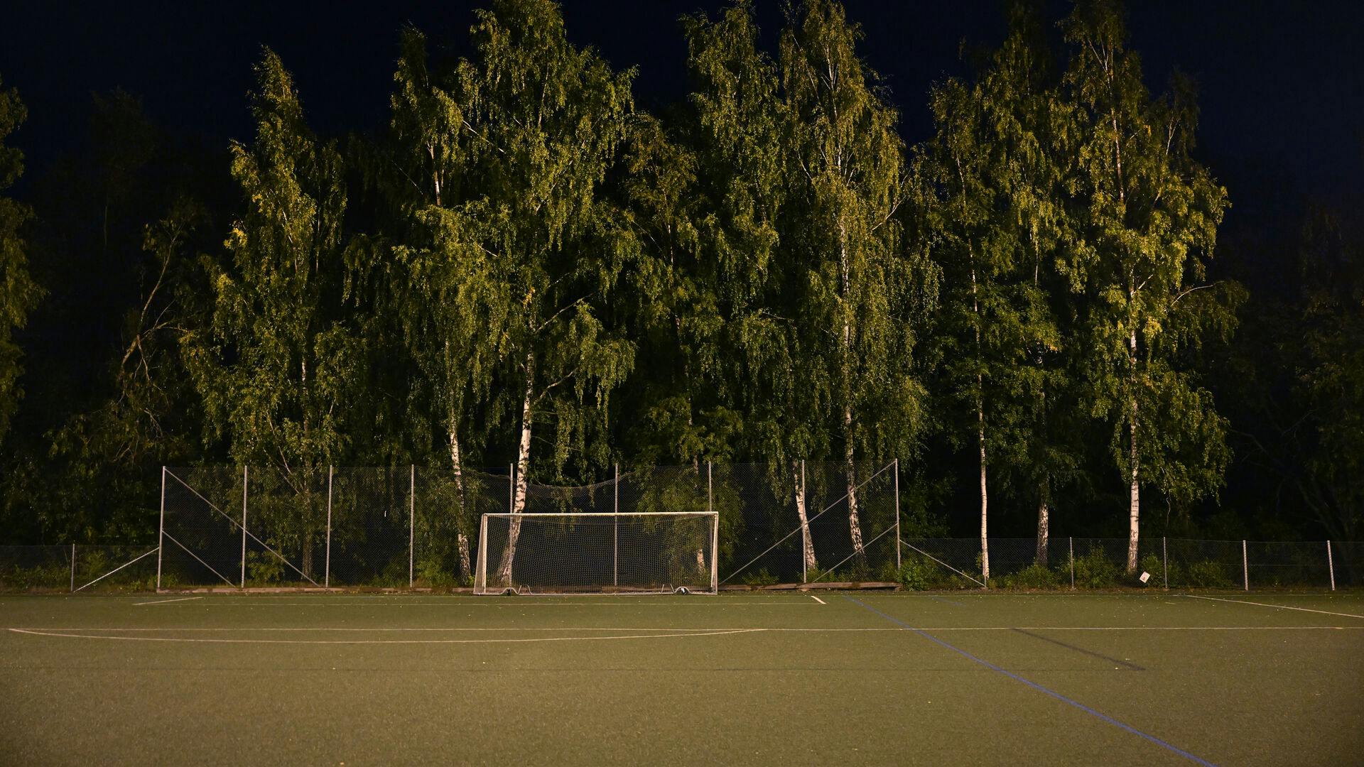 STOCKHOLM, SVERIGE 20240829 Flera personer har träffats av blixten som slog ned i ett träd i närheten av en fotbollsplan på Lidingö utanför Stockholm på torsdagskvällen. Foto: Pontus Lundahl / TT / Kod 10050