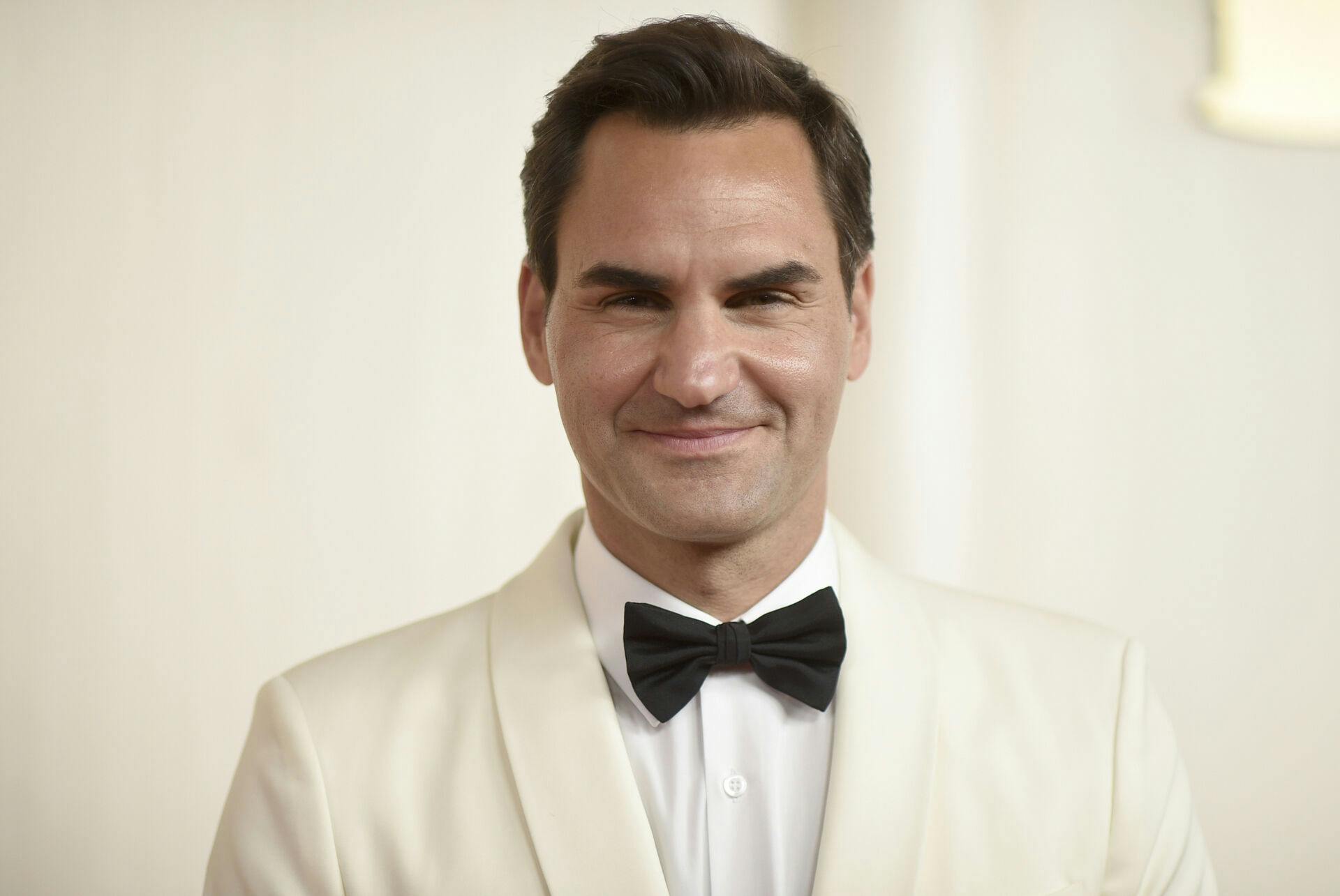 Roger Federer arrives at the Oscars on Sunday, March 10, 2024, at the Dolby Theatre in Los Angeles. (Photo by Richard Shotwell/Invision/AP)