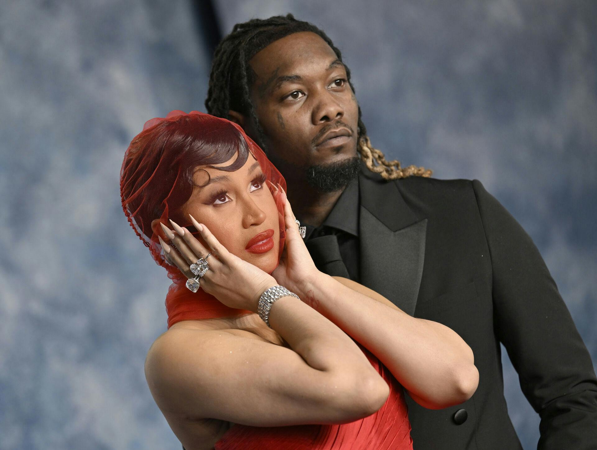 FILE - Cardi B, left, and Offset arrive at the Vanity Fair Oscar Party in Beverly Hills, Calif., on March 12, 2023. (Photo by Evan Agostini/Invision/AP)