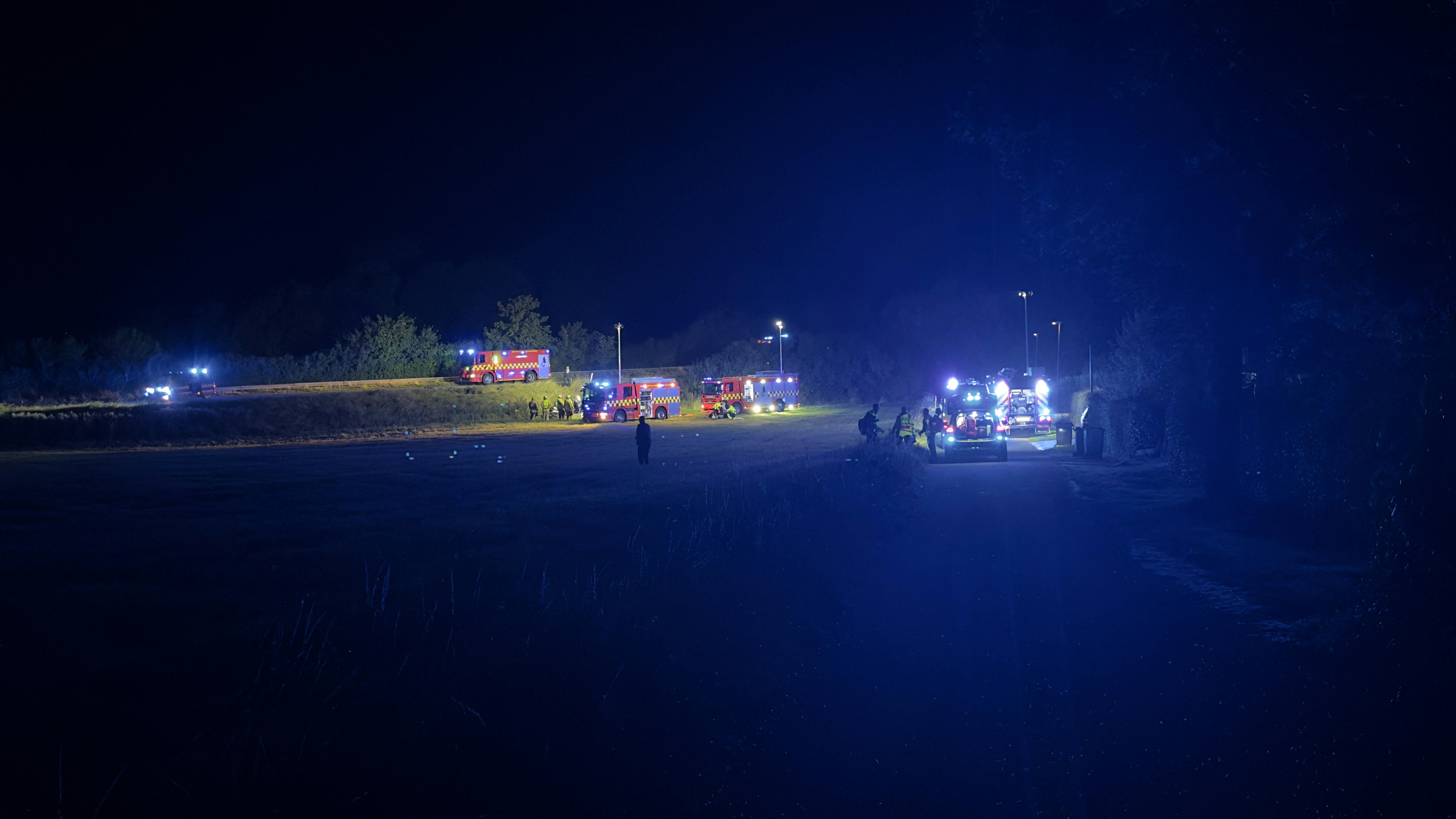 Politi- og redningsmandskab på stedet onsdag aften efter den fatale ulykke.