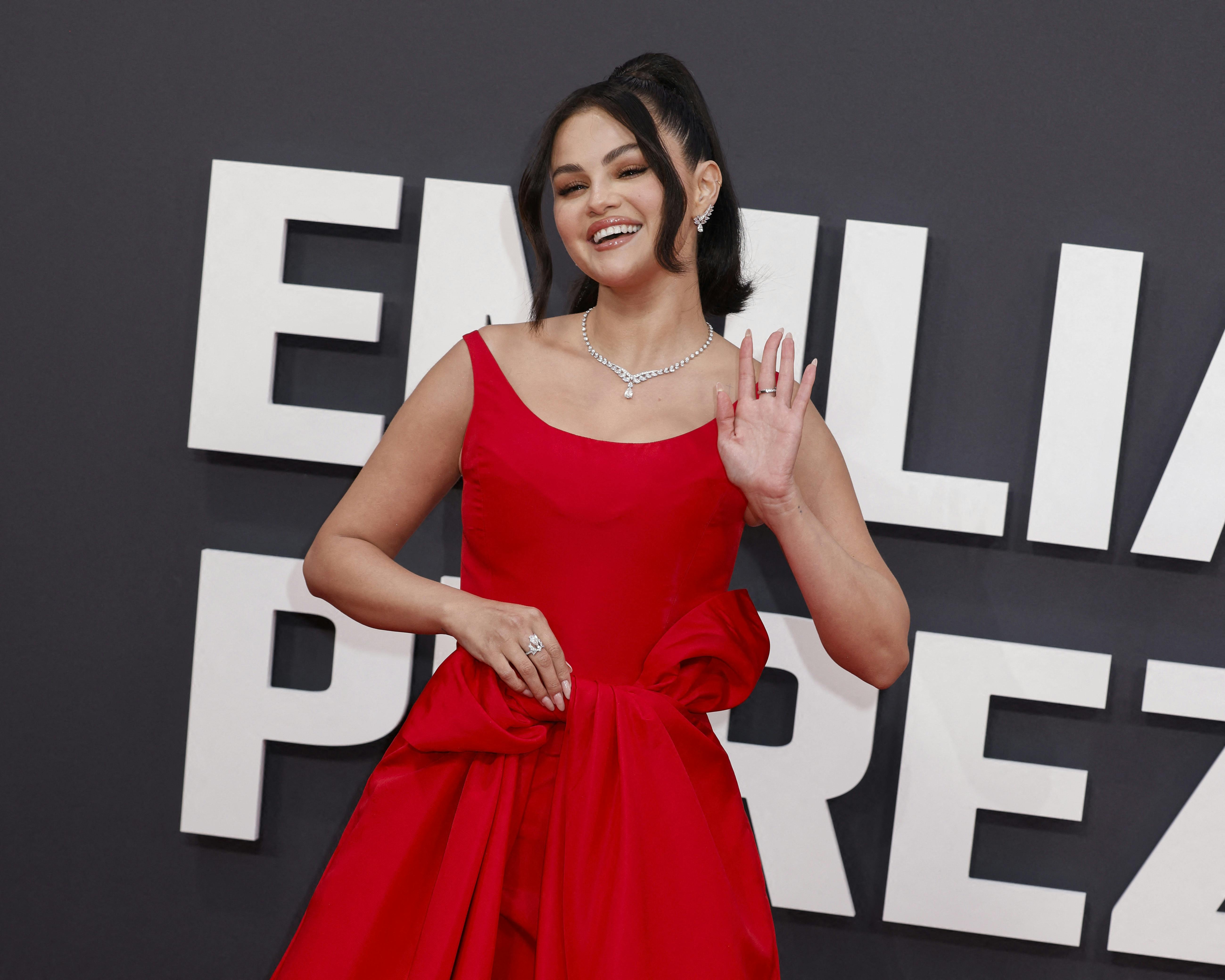 October 11, 2024, London, United Kingdom: Karla SofÃ­a GascÃ³n attends the BFI London Film Festival 2024: Emilia PÃrez Headline Gala at BFI Southbank in Waterloo, London. 11 Oct 2024 Pictured: October 11, 2024, London, United Kingdom: Selena Gomez attends the BFI London Film Festival 2024: Emilia PÃ©rez Headline Gala at BFI Southbank in Waterloo, London. Photo credit: ZUMAPRESS.com / MEGA TheMegaAgency.com +1 888 505 6342 (Mega Agency TagID: MEGA1213354_019.jpg) [Photo via Mega Agency]