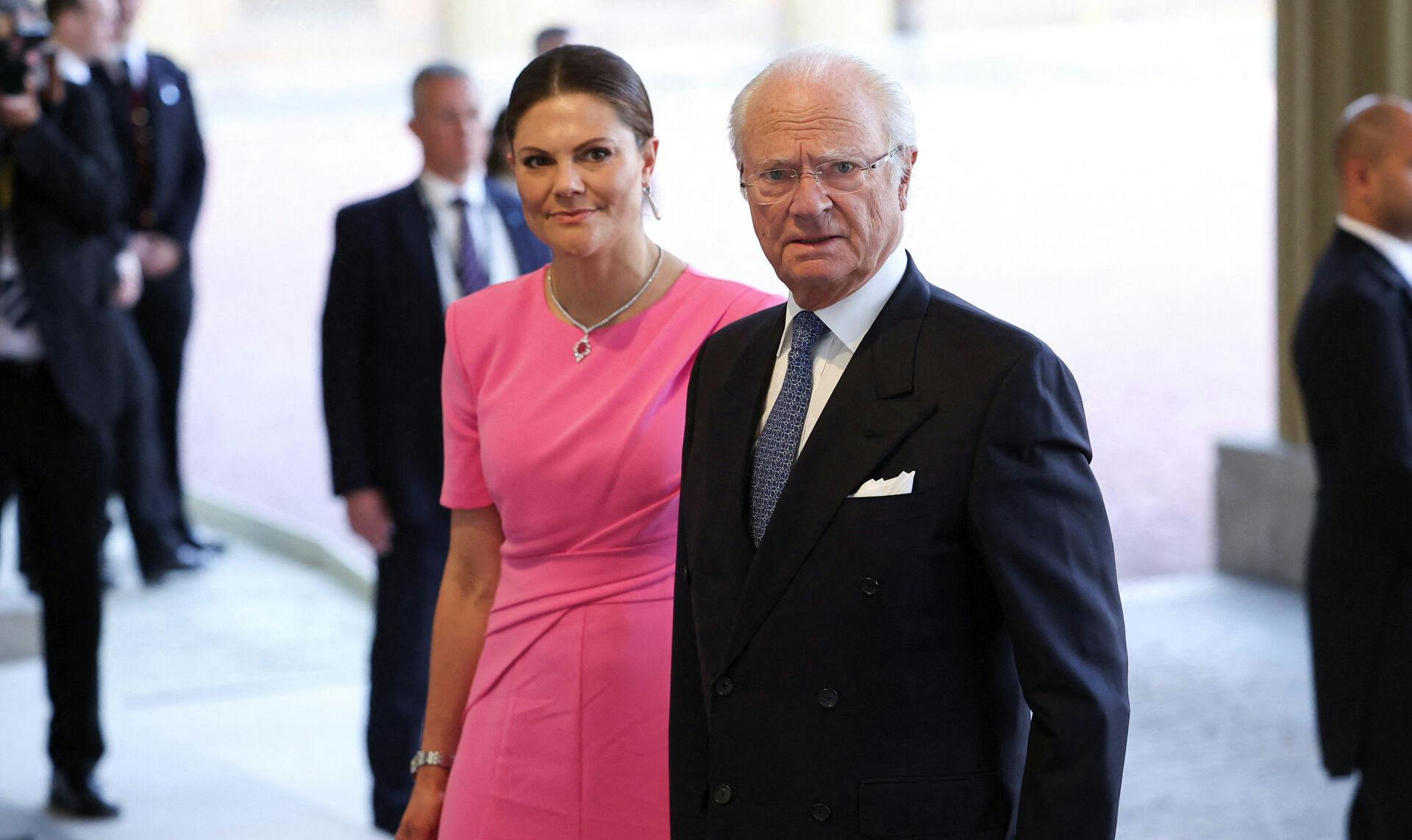 Kong Carl Gustaf af Sverige og datteren kronprinsesse Victoria. 