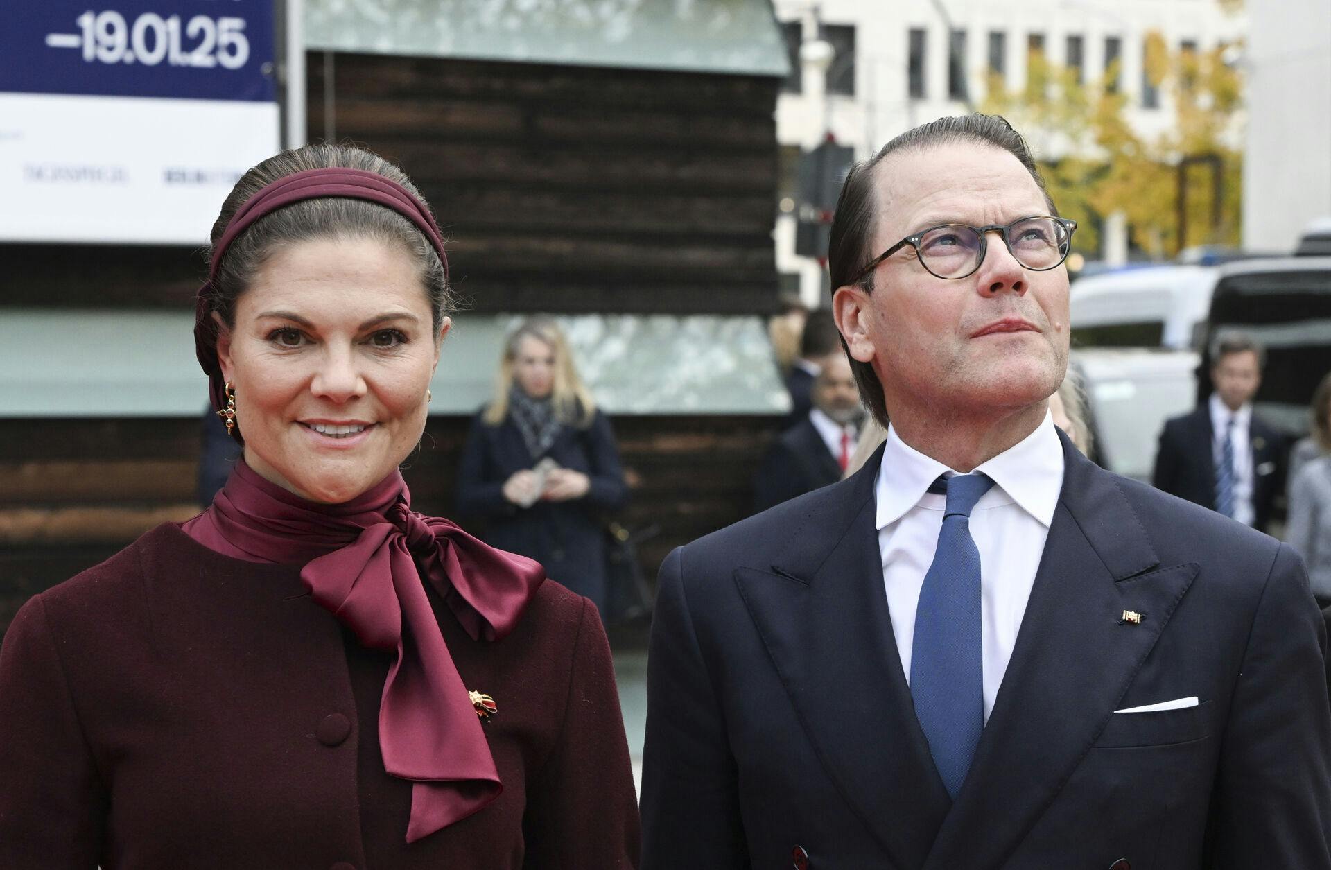 21 October 2024, Berlin: Crown Princess Victoria and Prince Daniel of Sweden attend a celebration to mark the 25th anniversary of the Nordic Embassy. Photo by: Jens Kalaene/picture-alliance/dpa/AP Images