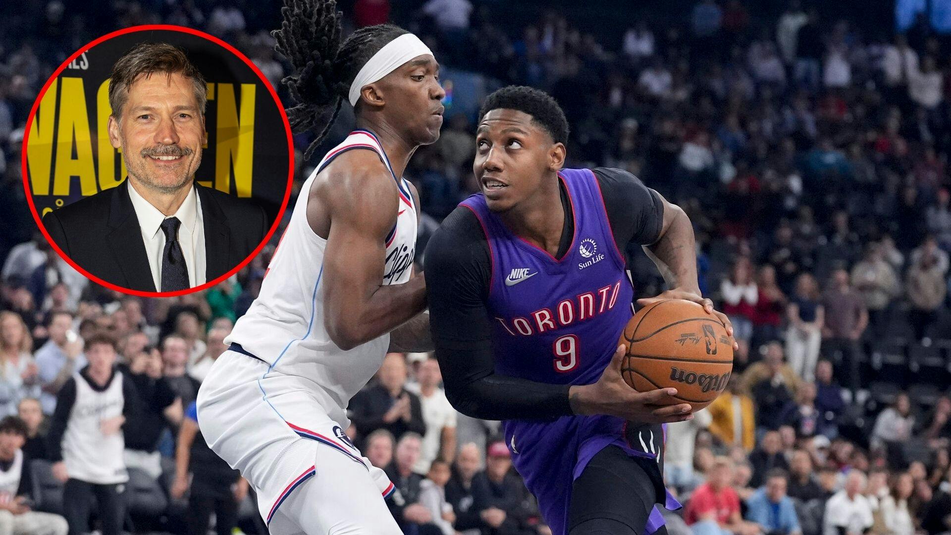 RJ Barrett fik sig lidt af et chok, da han opdagede, at den danske "Game of Thrones"-stjerne var på lægterne til NBA-kampen mellem Los Angeles Lakers og Toronto Raptors.