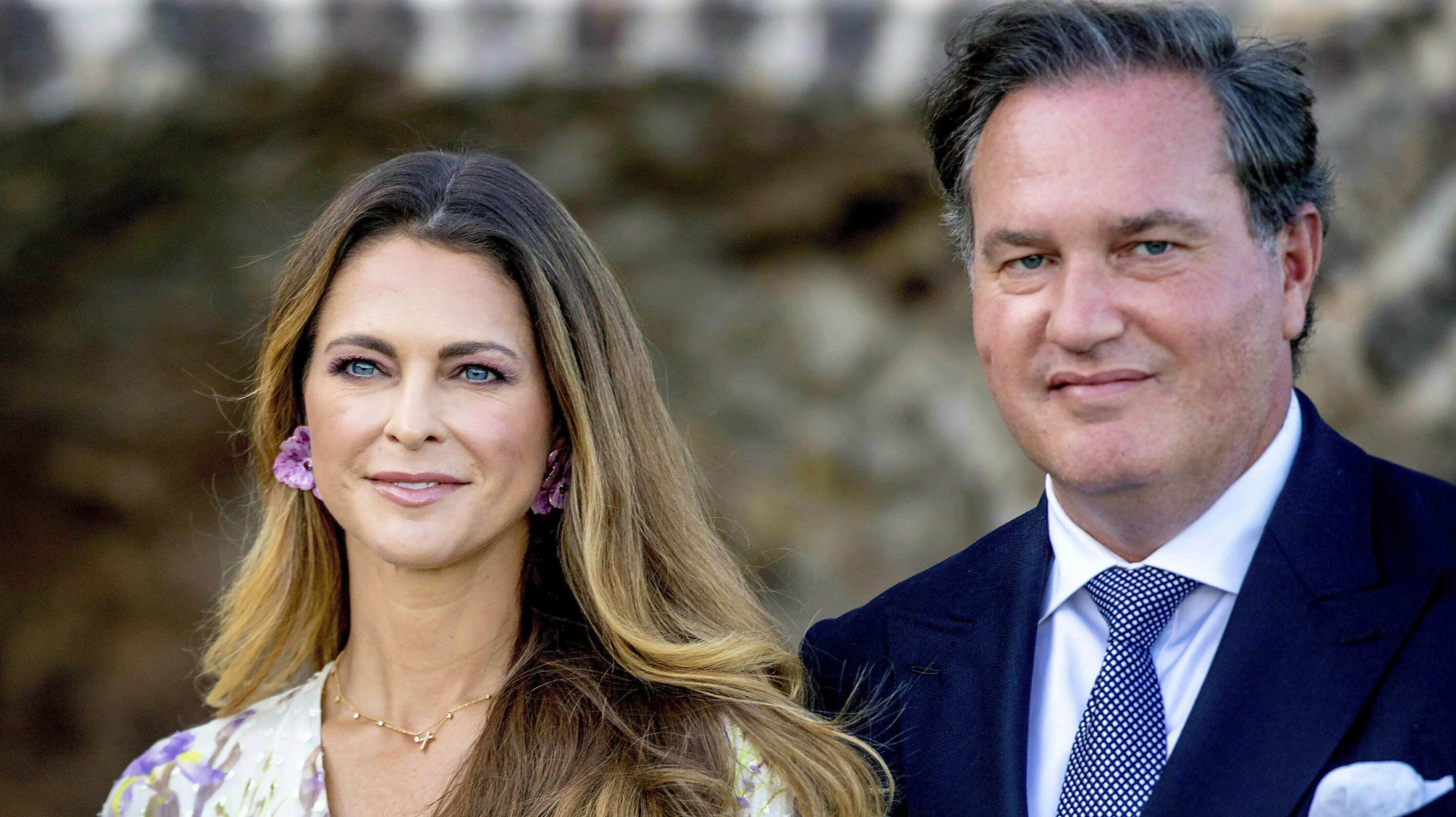 Princess Madeleine and Christopher O'Neill of Sweden at Borgholms Slottsruin in Borgholm, on July 14, 2023, to attend the celebrations of Crown Princess Victoria 46th birthday Photo by: Albert Nieboer/picture-alliance/dpa/AP Images