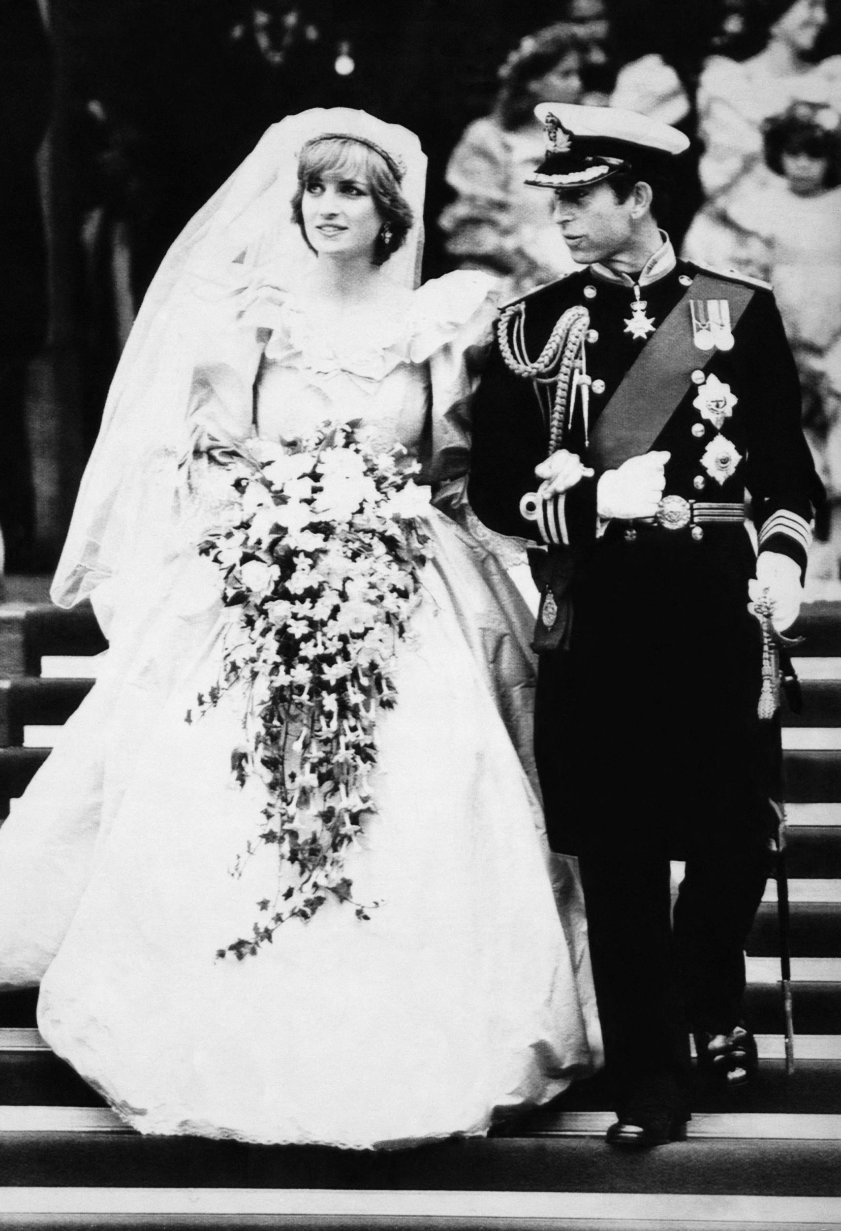 British Royalty. Princess Diana of Wales and Prince Charles of Wales, on their wedding day, St. Paul's Cathedral, London, England, July 29, 1981. (Mega Agency TagID: MEGAEPBDPRCHEC007_339271.jpg) [Photo via Mega Agency]