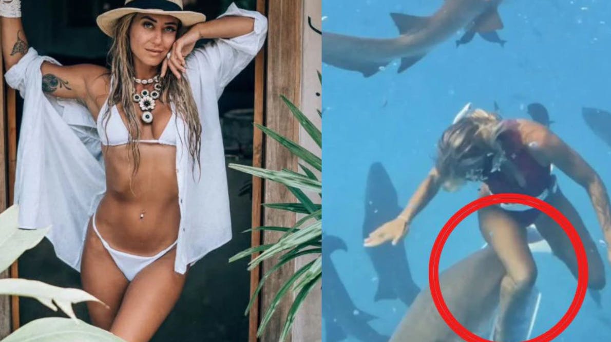En svømmetur i vandet ved palmeparadiset Maldiverne endte ganske blodigt for den smukke model Lilian Tagliari. 