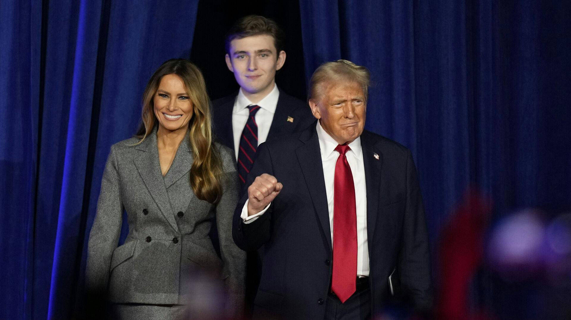 Barron Trump støttede sin far på valgaftenen i november.