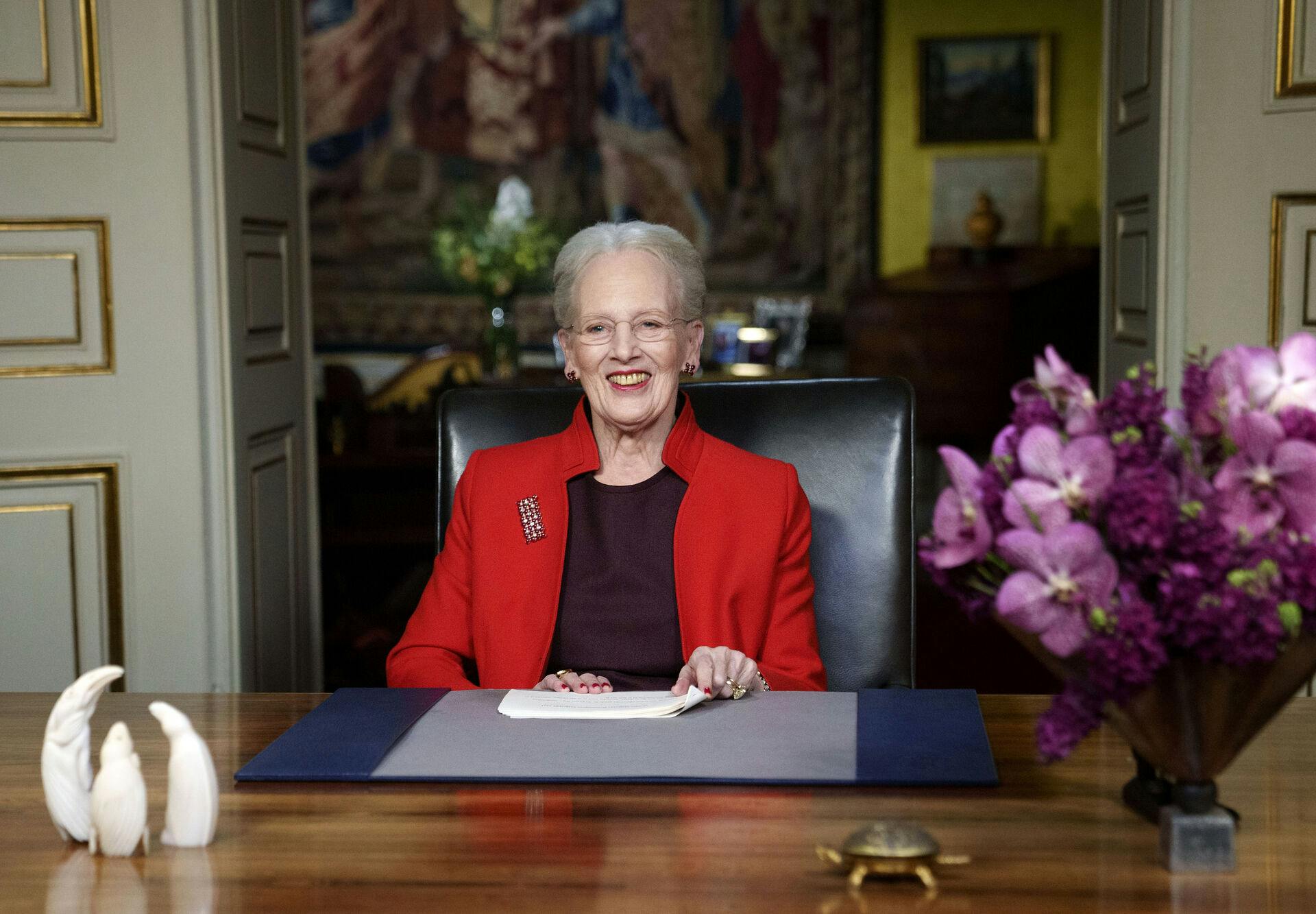 Dronning Margrethe efter afholdelse af nytårstalen 2021 på Amalienborg, fredag den 31 december 2021 . (Foto: Keld Navntoft/Ritzau Scanpix)