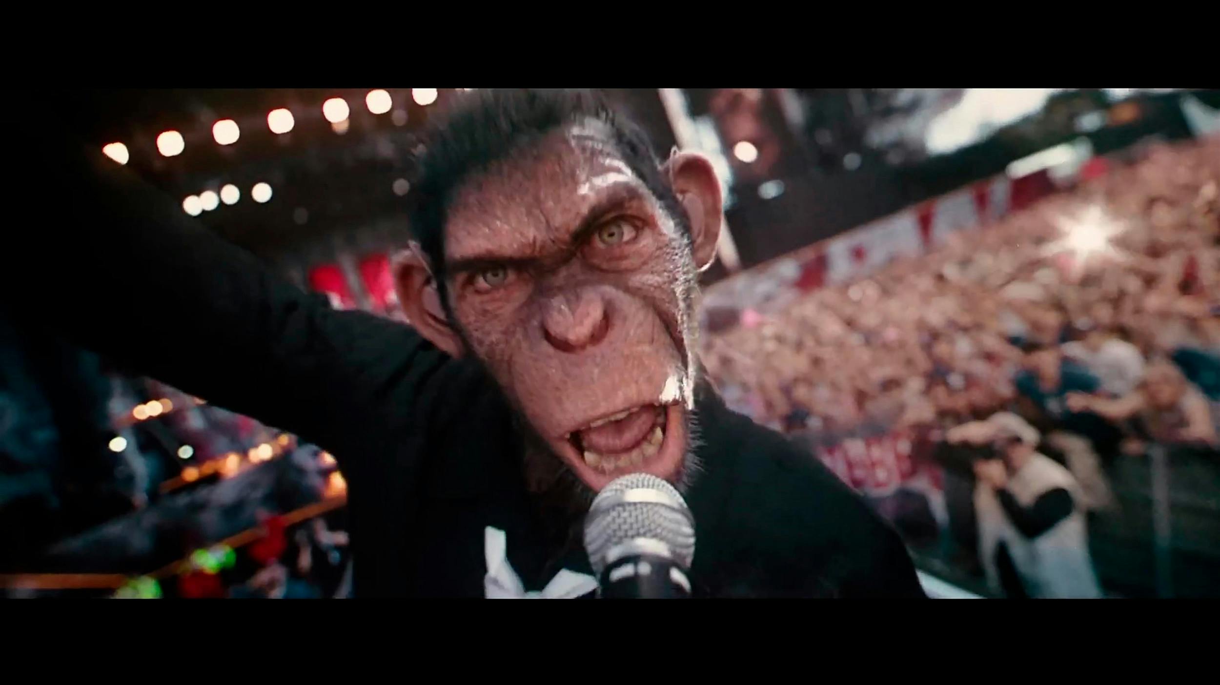 I ”Better Man” portrætteres Robbie Williams som en dansende chimpanse fanget i rampelyset. 