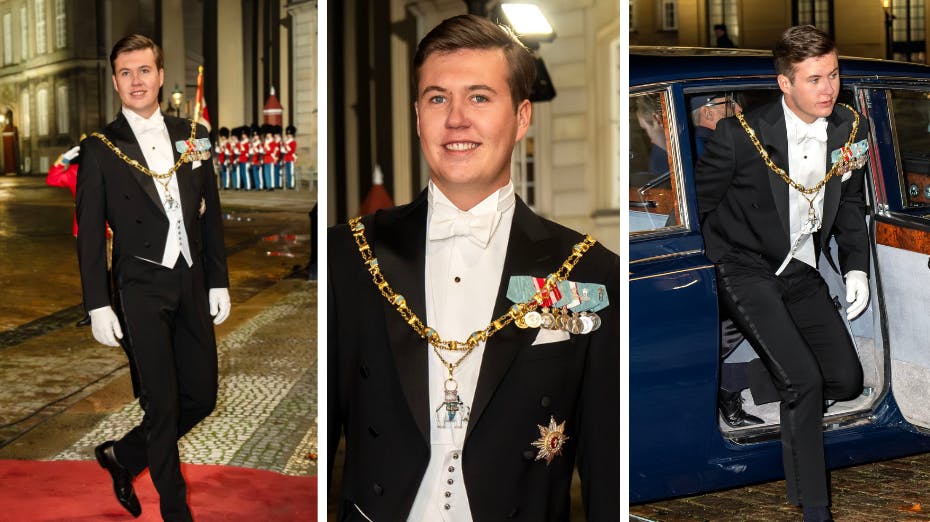 Kronprins Christian ankom i højt humør – og ganske flot klædt – til sin første nytårskur. 