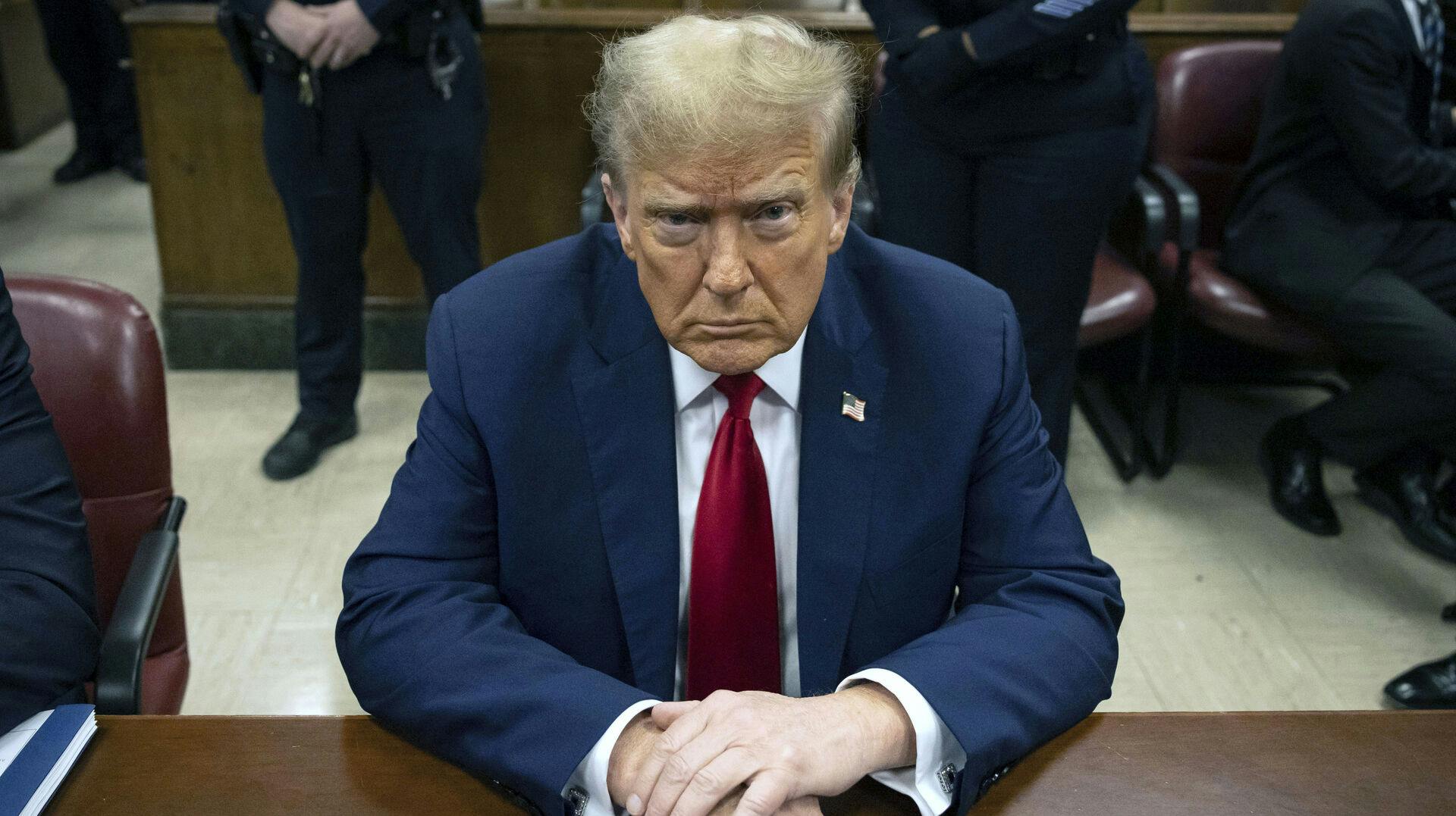 FILE - Former President Donald Trump waits for the start of proceedings in Manhattan criminal court, April 23, 2024, in New York. (AP Photo/Yuki Iwamura, Pool, File)