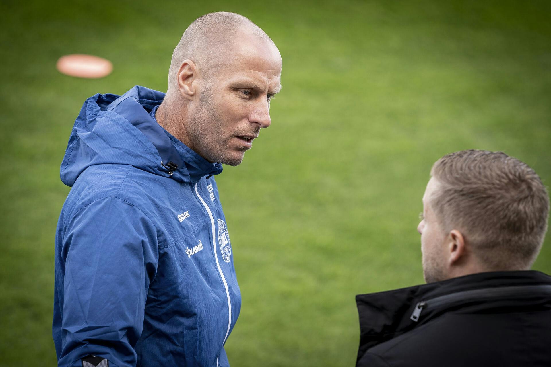 Målmandstræner Kim Christensen før fodboldlandsholdets træning i Helsingør, mandag den 19. september 2022.. (Foto: Mads Claus Rasmussen/Ritzau Scanpix)